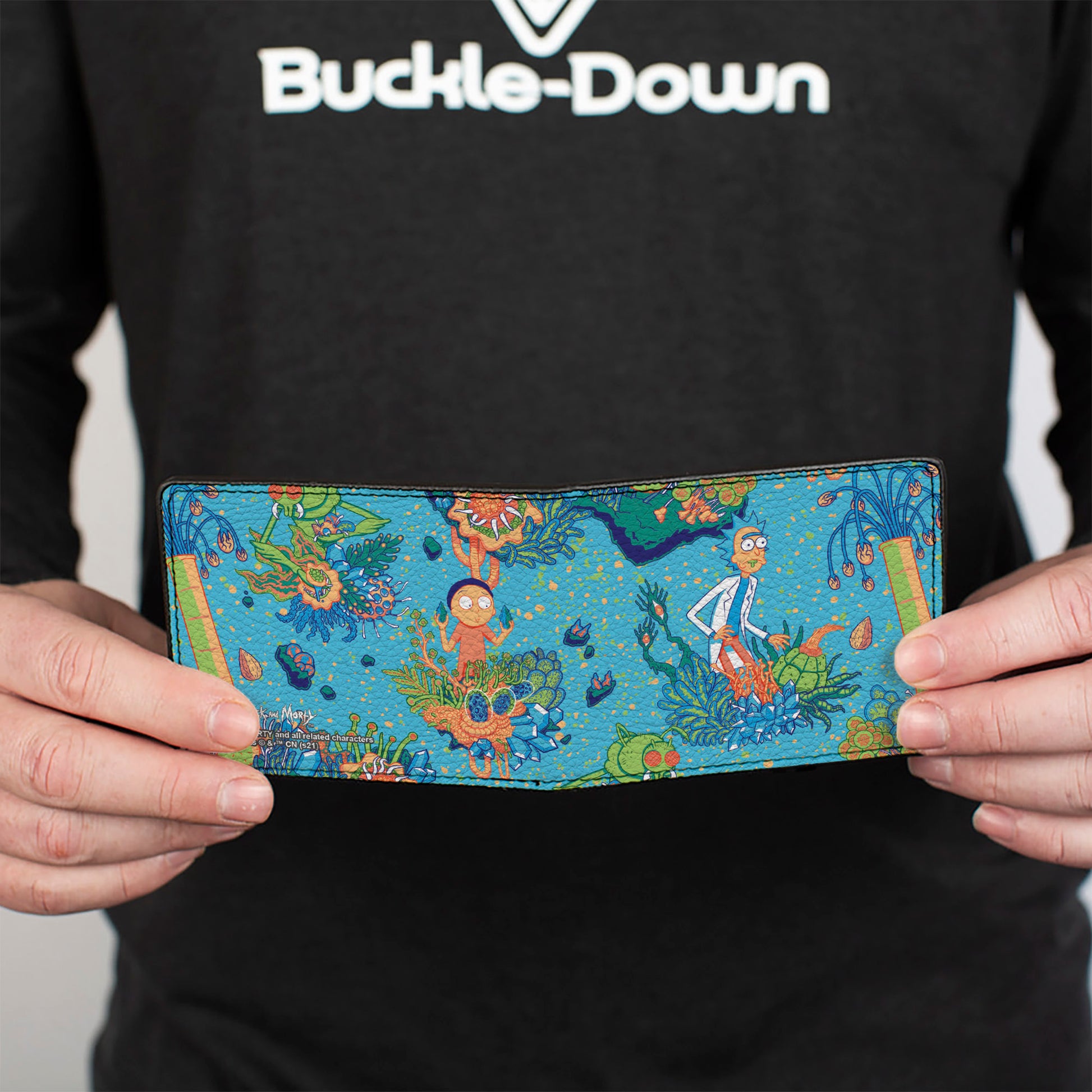 Bi-Fold Wallet - Rick and Morty Botanical Garden Collage Blue Bi-Fold Wallets Rick and Morty