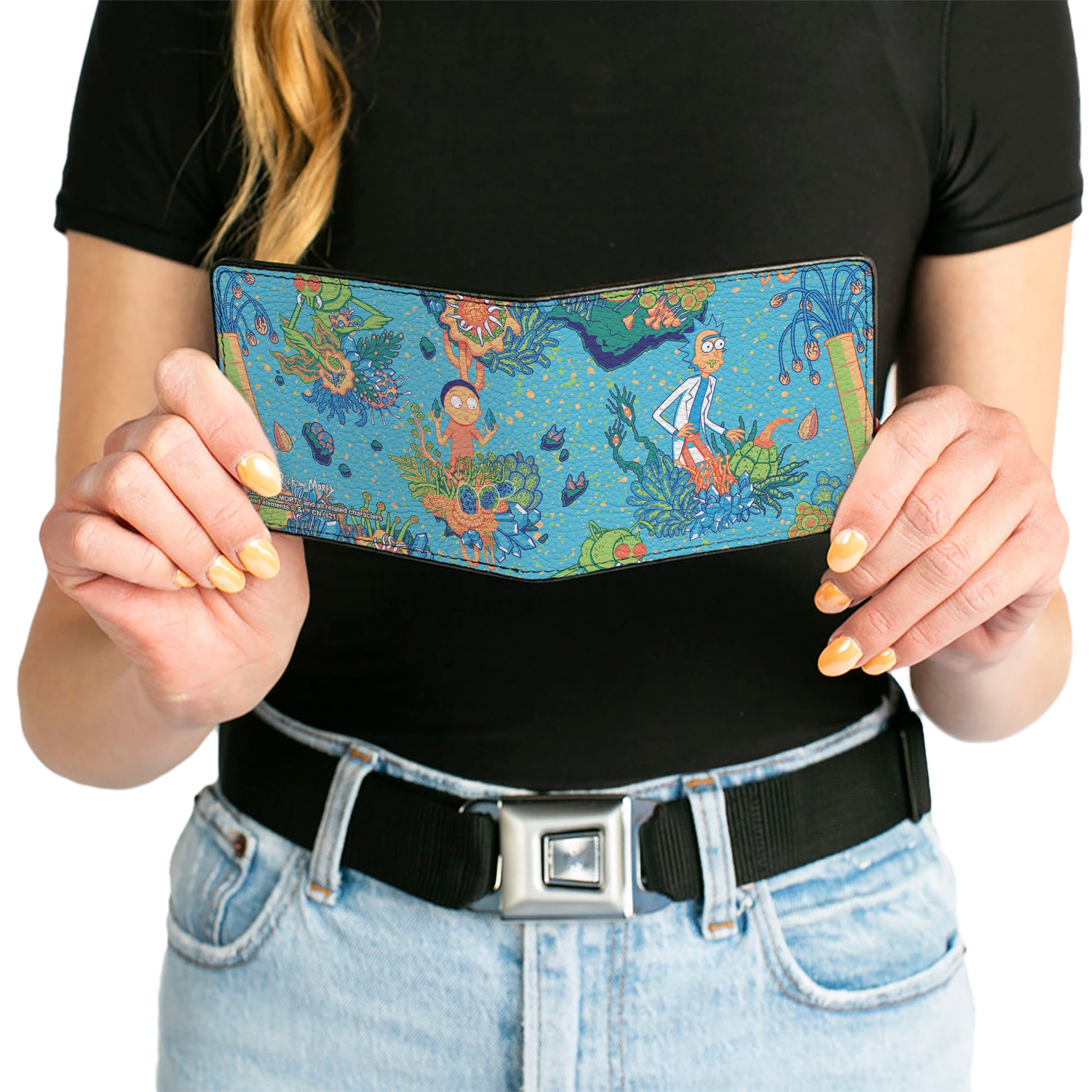 Bi-Fold Wallet - Rick and Morty Botanical Garden Collage Blue Bi-Fold Wallets Rick and Morty