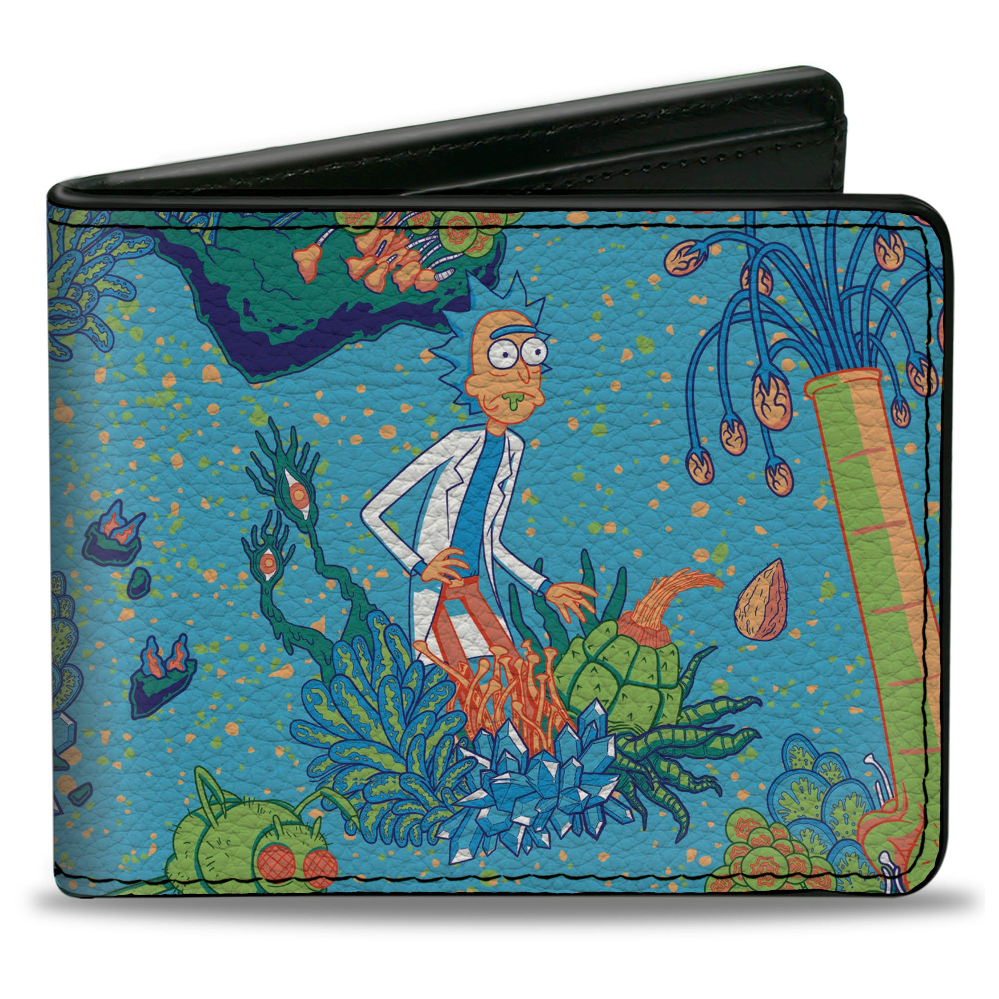Bi-Fold Wallet - Rick and Morty Botanical Garden Collage Blue Bi-Fold Wallets Rick and Morty