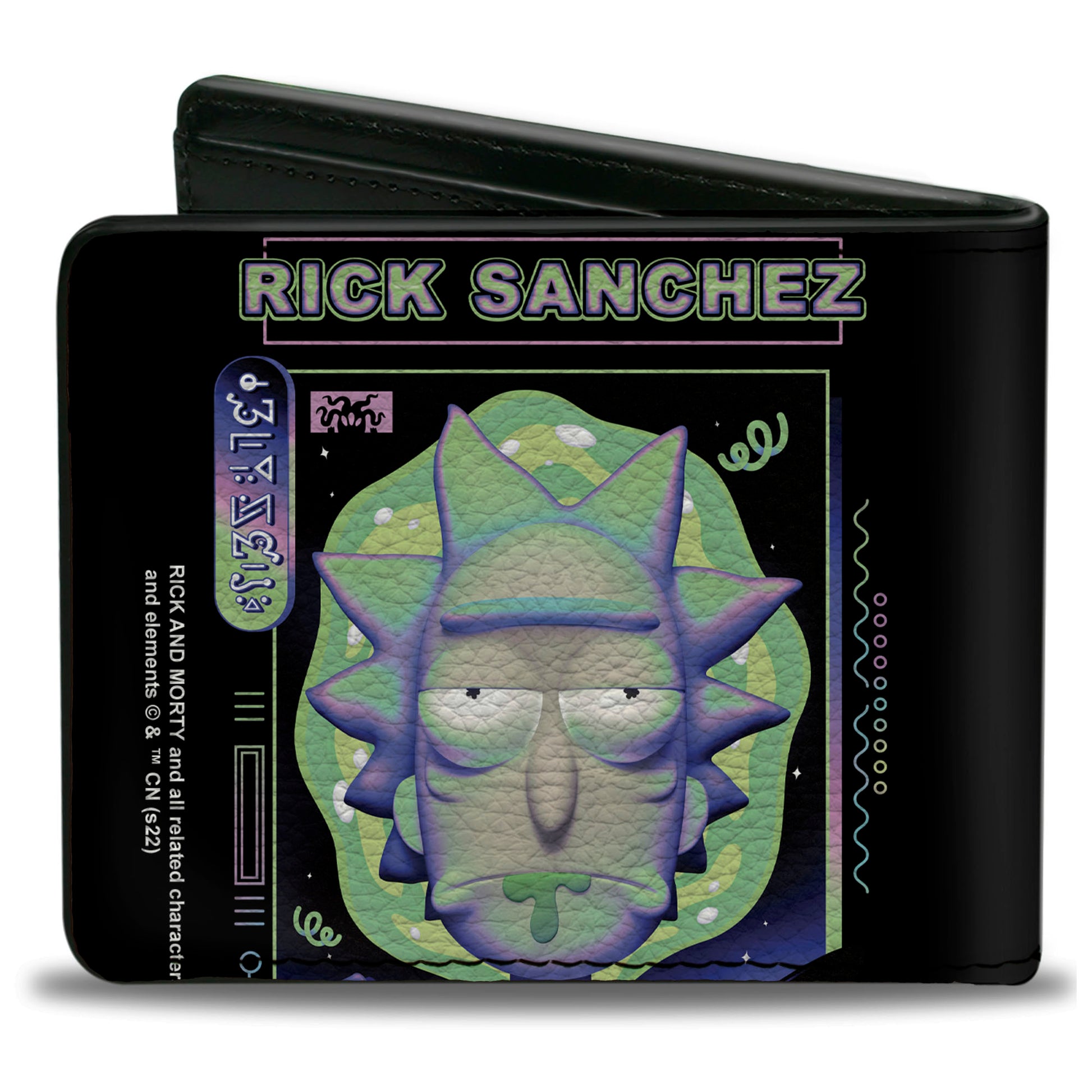 Bi-Fold Wallet - Rick and Morty RICK SANCHEZ Drooling Face Close-Up Black Greens Bi-Fold Wallets Rick and Morty
