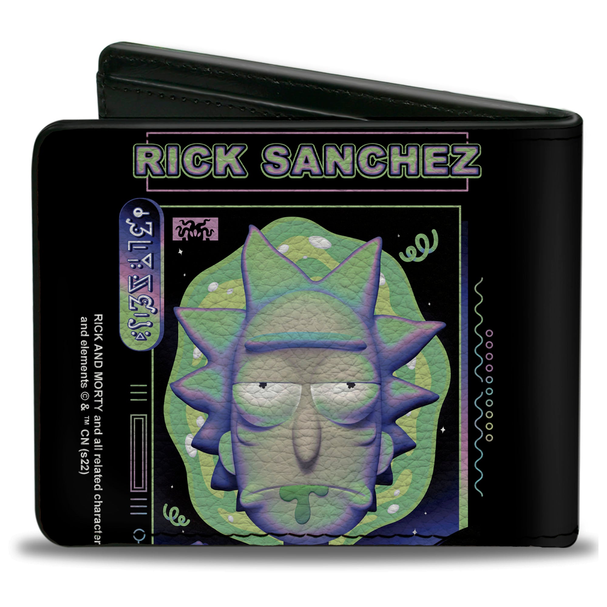 Bi-Fold Wallet - Rick and Morty RICK SANCHEZ Drooling Face Close-Up Black Greens Bi-Fold Wallets Rick and Morty