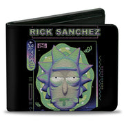 Bi-Fold Wallet - Rick and Morty RICK SANCHEZ Drooling Face Close-Up Black Greens Bi-Fold Wallets Rick and Morty