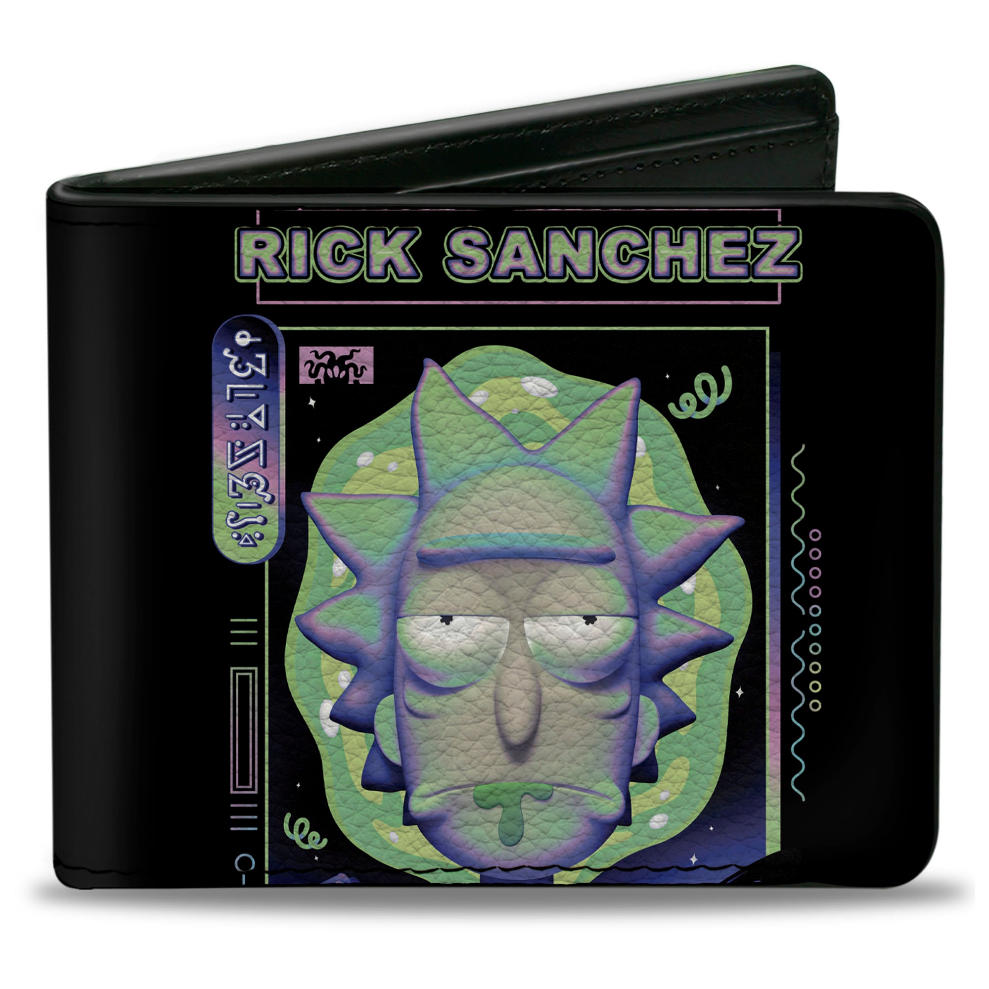 Bi-Fold Wallet - Rick and Morty RICK SANCHEZ Drooling Face Close-Up Black Greens Bi-Fold Wallets Rick and Morty
