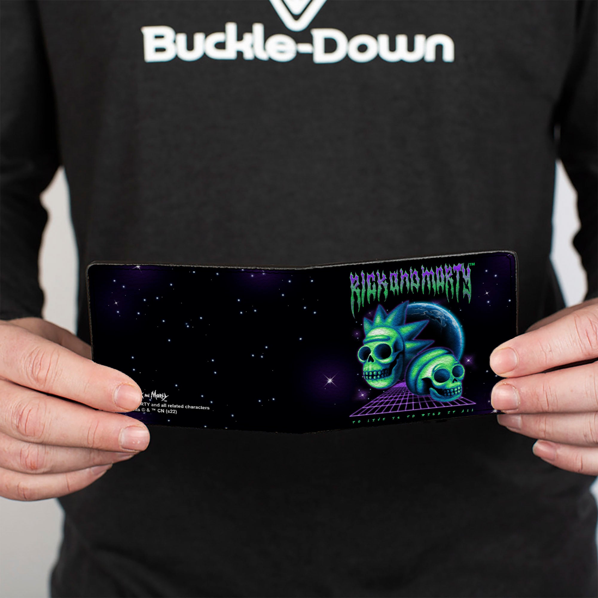 Bi-Fold Wallet - RICK AND MORTY Heavy Metal Skulls Black/Purple/Blue/Green Bi-Fold Wallets Rick and Morty