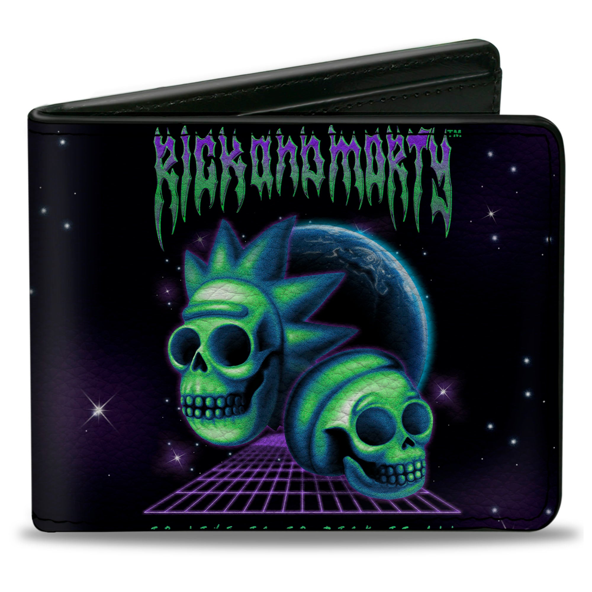 Bi-Fold Wallet - RICK AND MORTY Heavy Metal Skulls Black/Purple/Blue/Green Bi-Fold Wallets Rick and Morty
