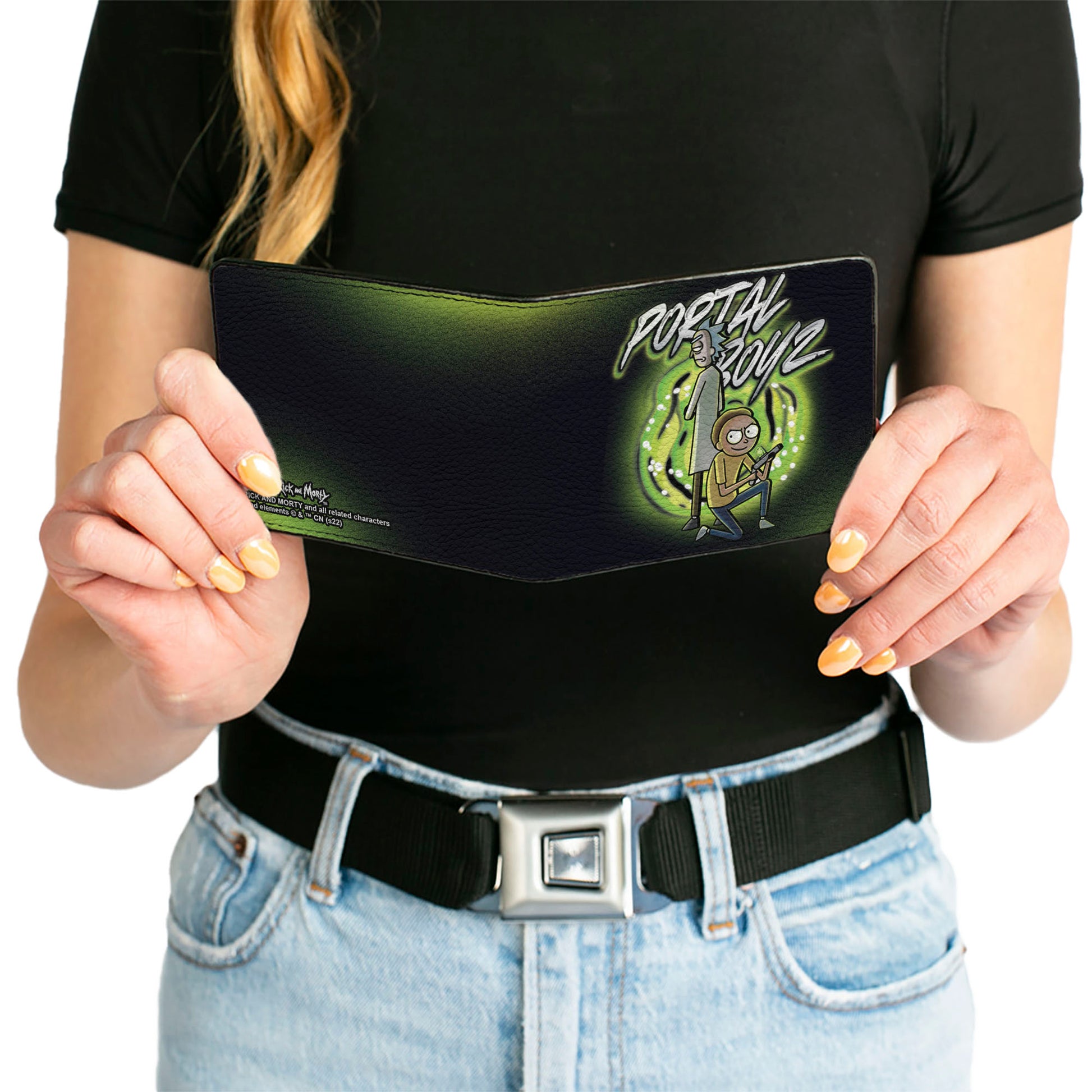 Bi-Fold Wallet - Rick and Morty PORTAL BOYZ Pose Black/Greens Bi-Fold Wallets Rick and Morty