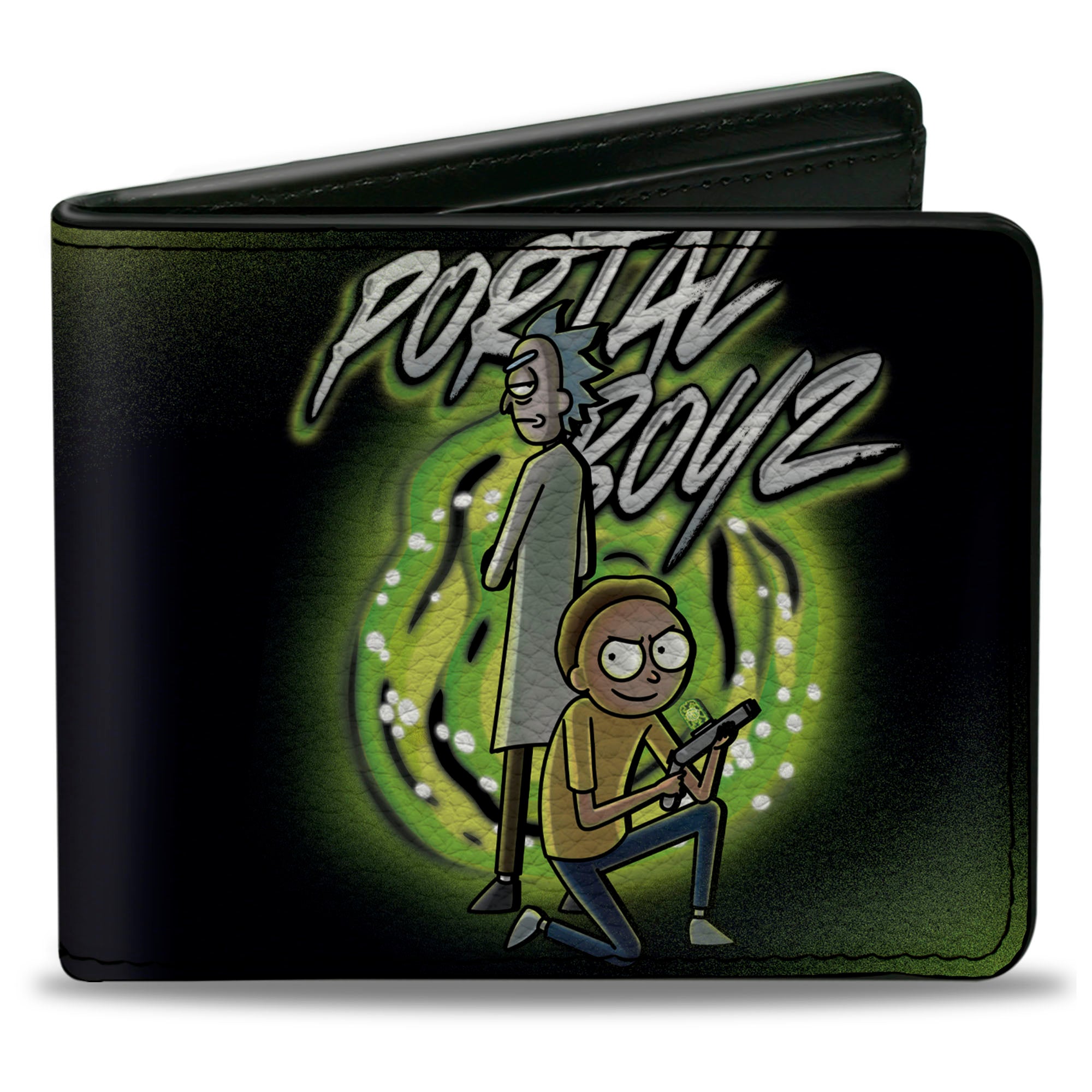 Bi-Fold Wallet - Rick and Morty PORTAL BOYZ Pose Black/Greens Bi-Fold Wallets Rick and Morty