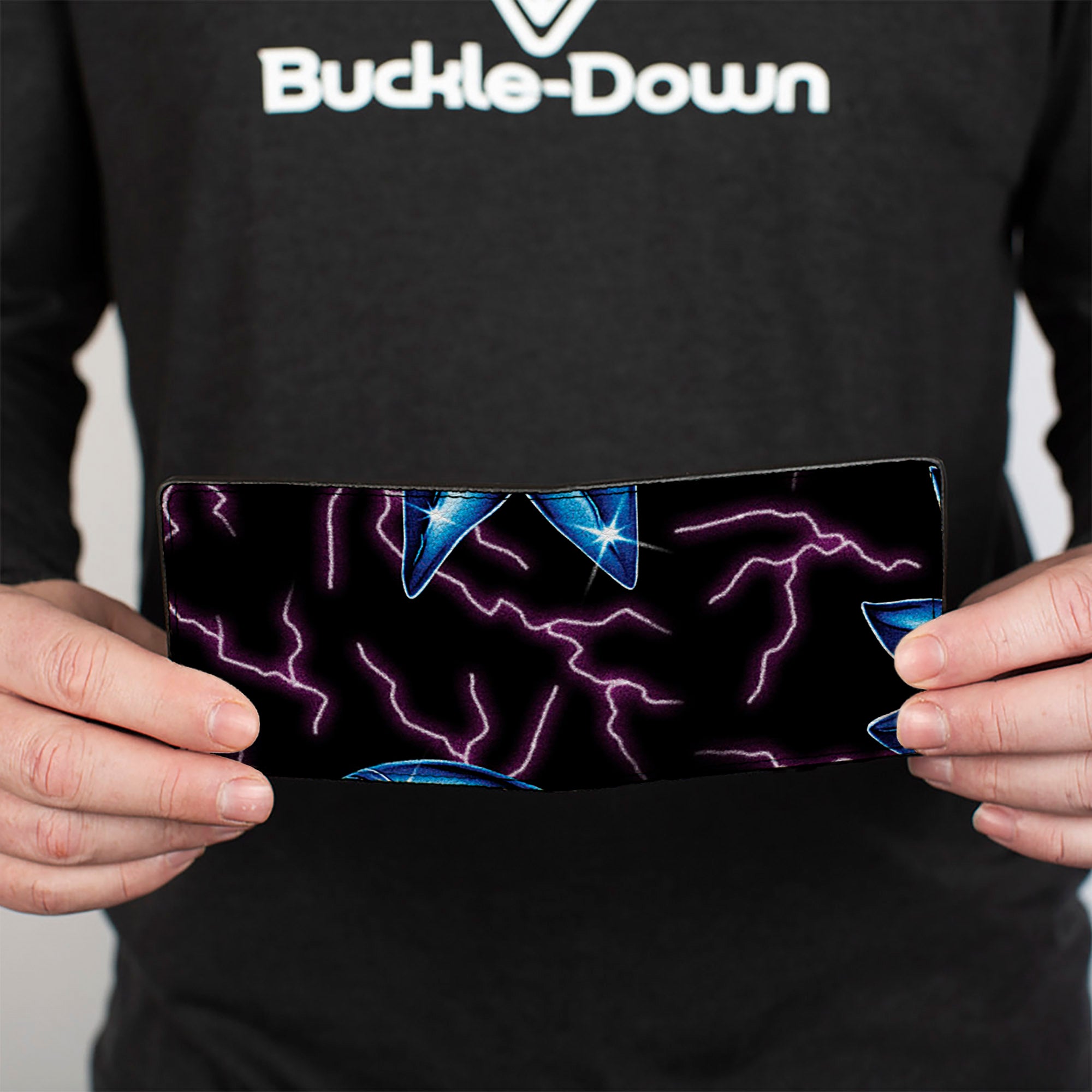 Bi-Fold Wallet - Rick and Morty Electric Faces Scattered Black/Blues Bi-Fold Wallets Rick and Morty