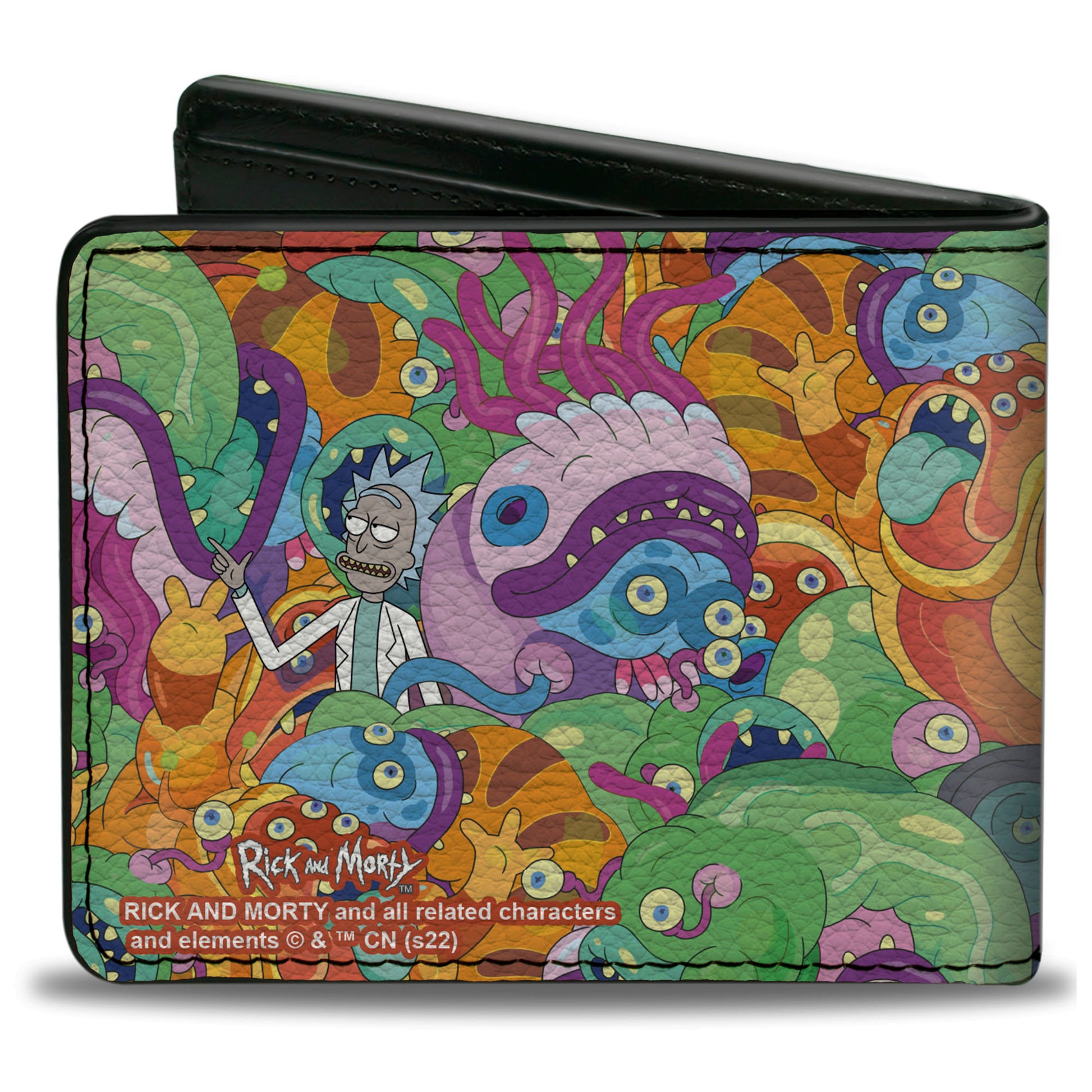 Bi-Fold Wallet - Rick and Morty Rick with Monsters Collage Multi Color Bi-Fold Wallets Rick and Morty