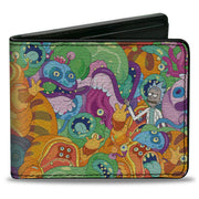 Bi-Fold Wallet - Rick and Morty Rick with Monsters Collage Multi Color Bi-Fold Wallets Rick and Morty