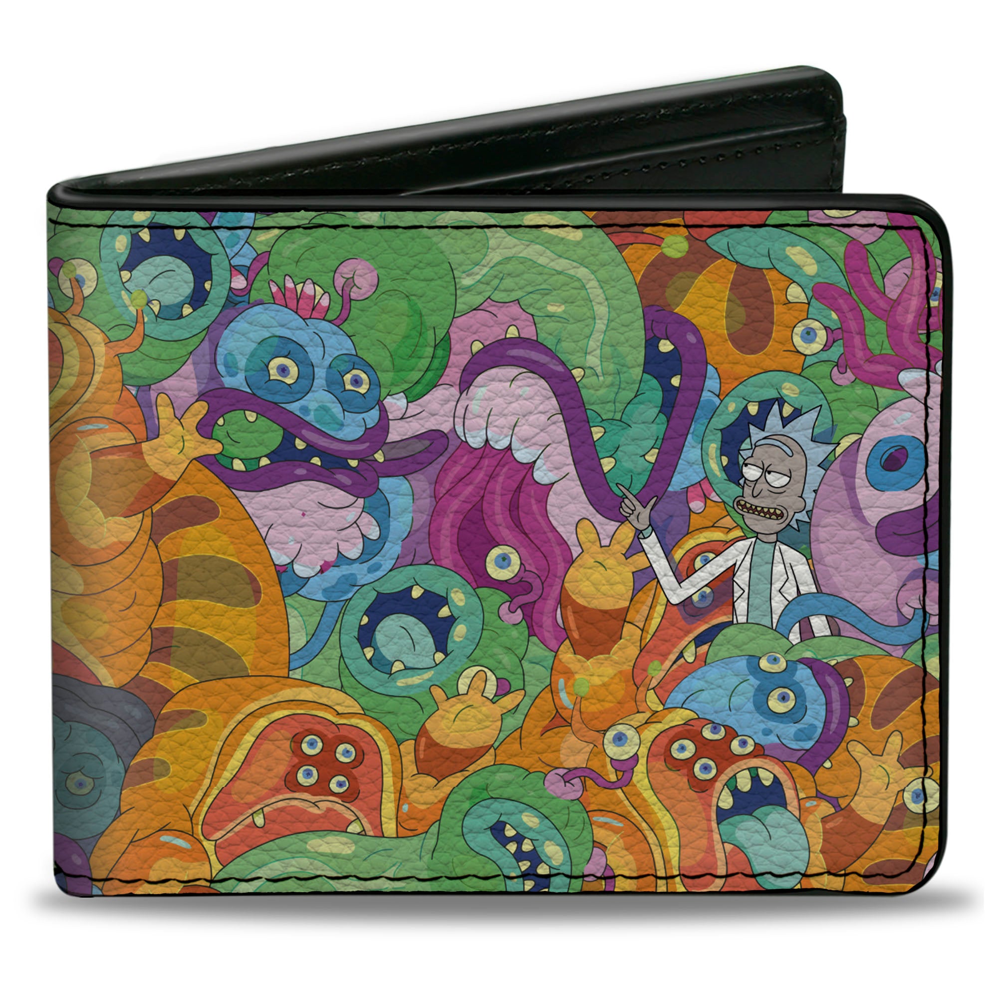 Bi-Fold Wallet - Rick and Morty Rick with Monsters Collage Multi Color Bi-Fold Wallets Rick and Morty