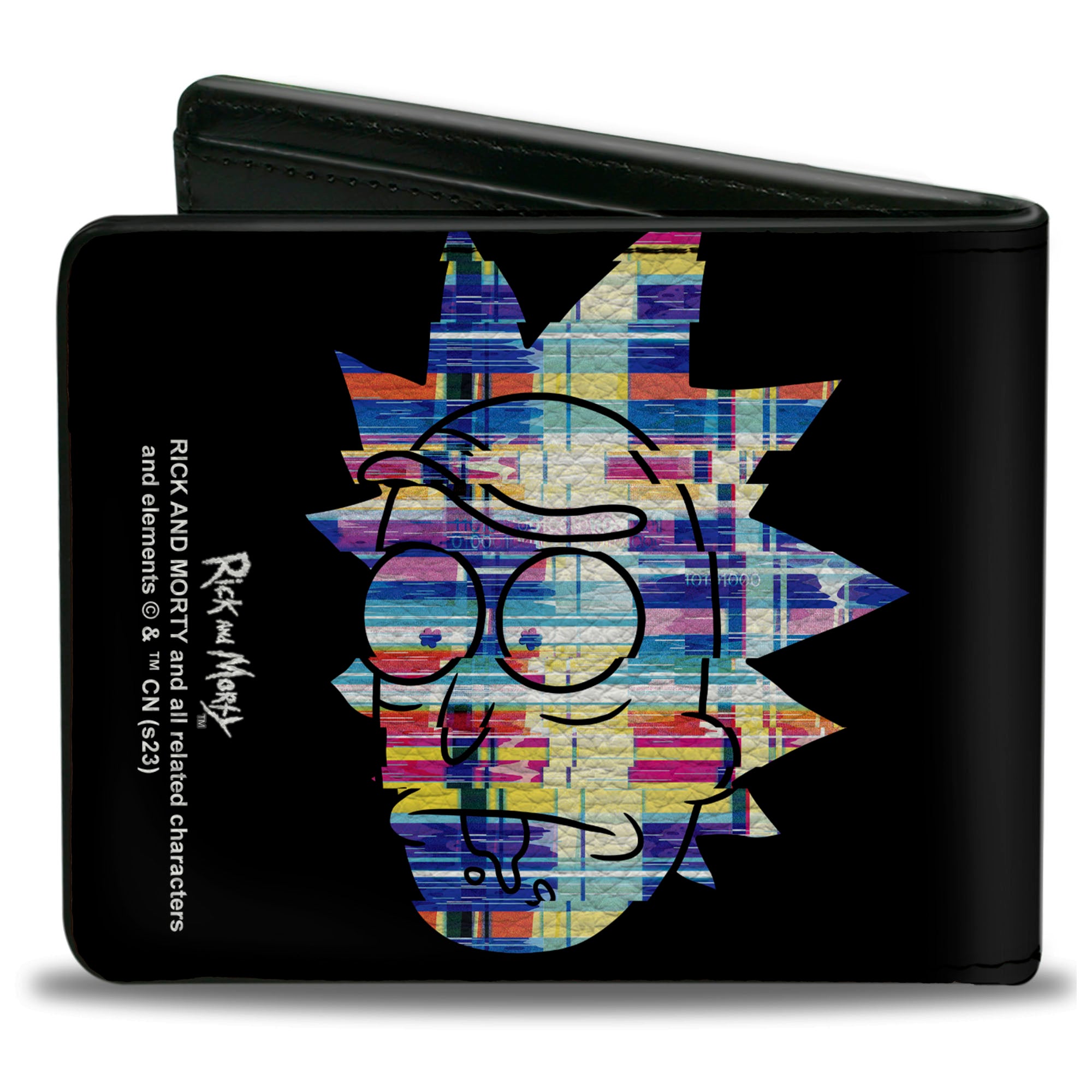 Bi-Fold Wallet - Rick and Morty Static Faces Black/Multi Color Bi-Fold Wallets Rick and Morty