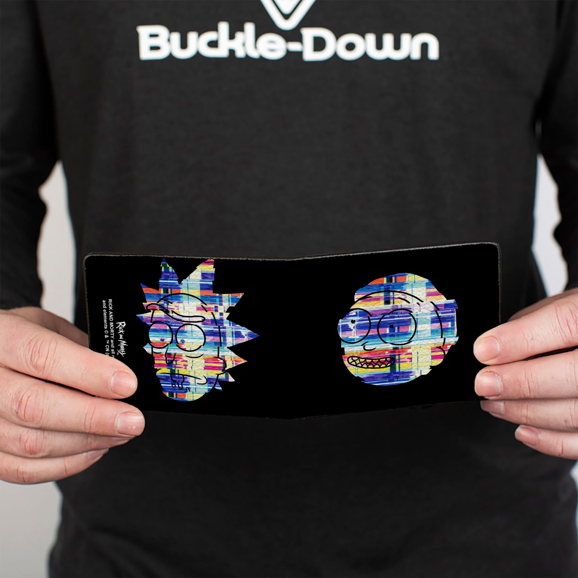 Bi-Fold Wallet - Rick and Morty Static Faces Black/Multi Color Bi-Fold Wallets Rick and Morty