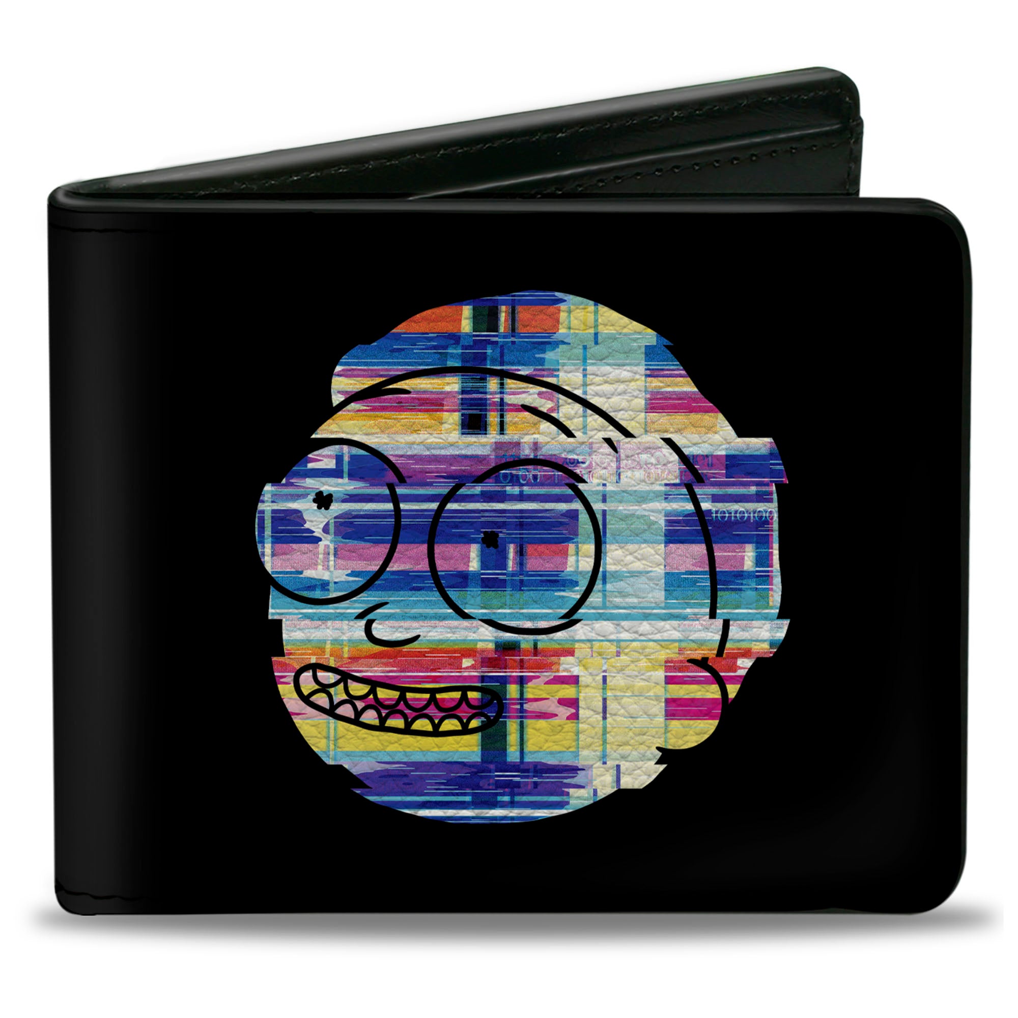 Bi-Fold Wallet - Rick and Morty Static Faces Black/Multi Color Bi-Fold Wallets Rick and Morty