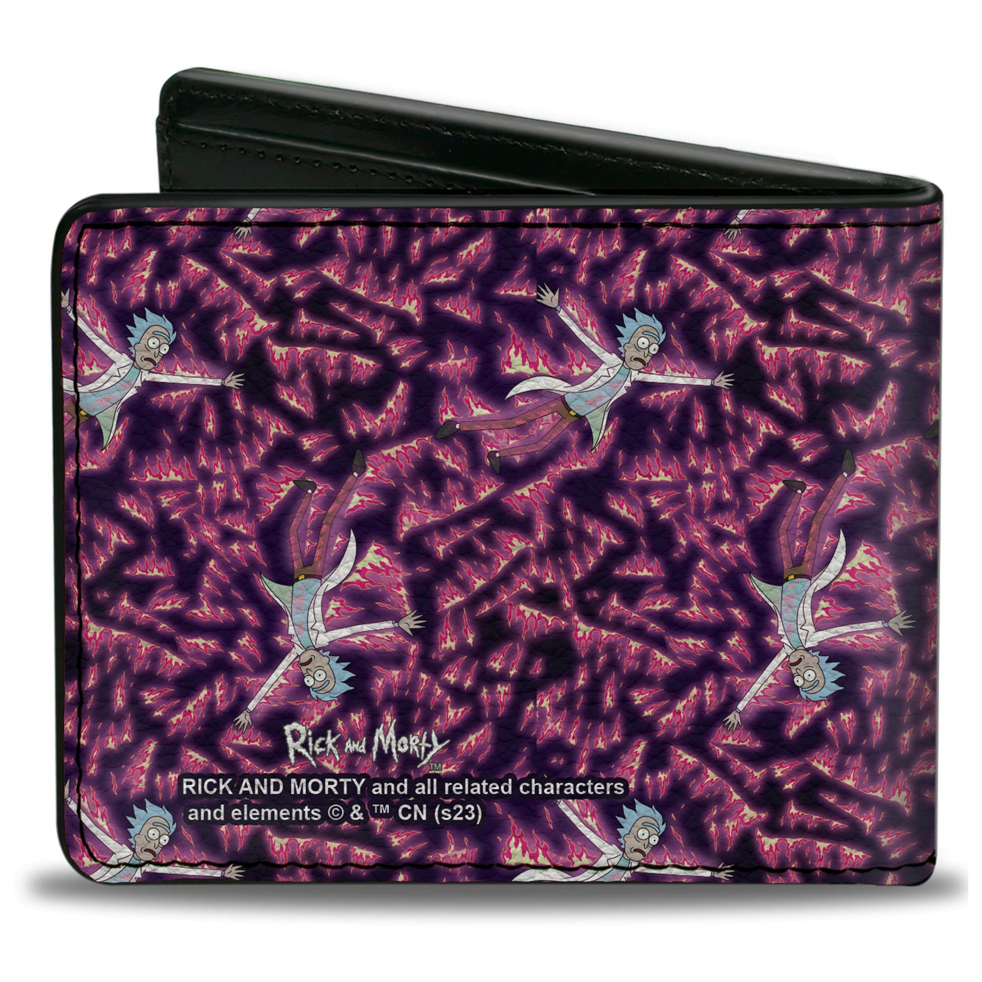 Bi-Fold Wallet - Rick and Morty Flaming Rick Scattered Poses Flames Bi-Fold Wallets Rick and Morty