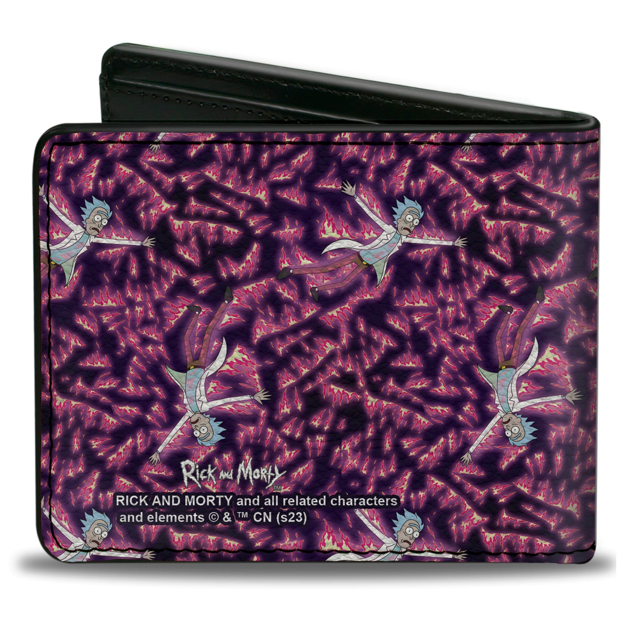 Bi-Fold Wallet - Rick and Morty Flaming Rick Scattered Poses Flames Bi-Fold Wallets Rick and Morty