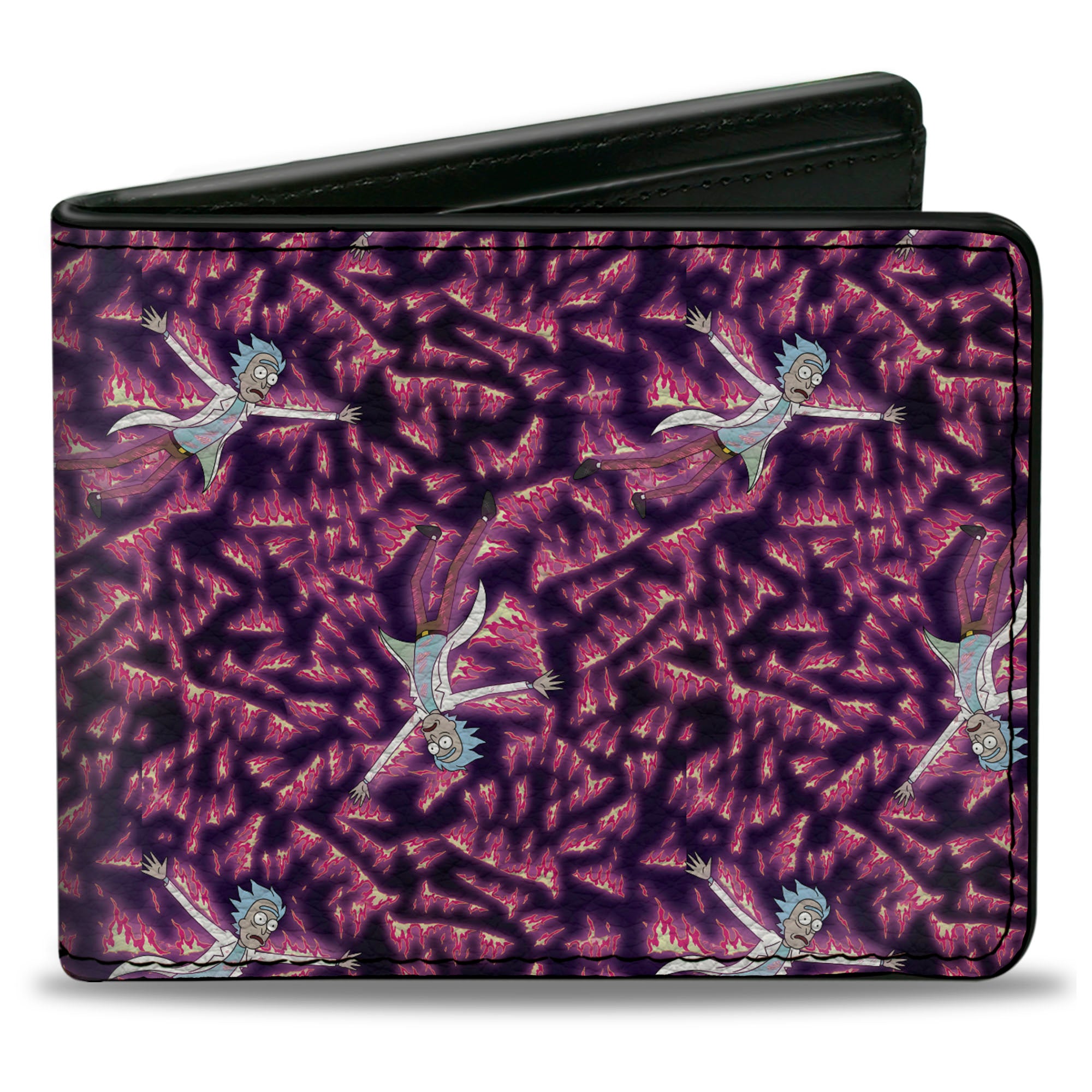 Bi-Fold Wallet - Rick and Morty Flaming Rick Scattered Poses Flames Bi-Fold Wallets Rick and Morty