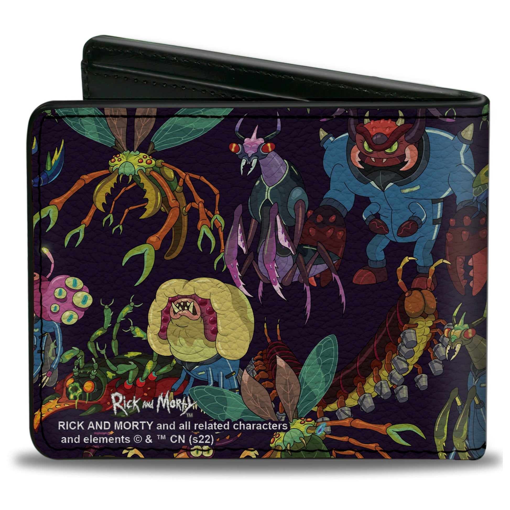 Bi-Fold Wallet - Rick and Morty Creatures Collage Purple Bi-Fold Wallets Rick and Morty