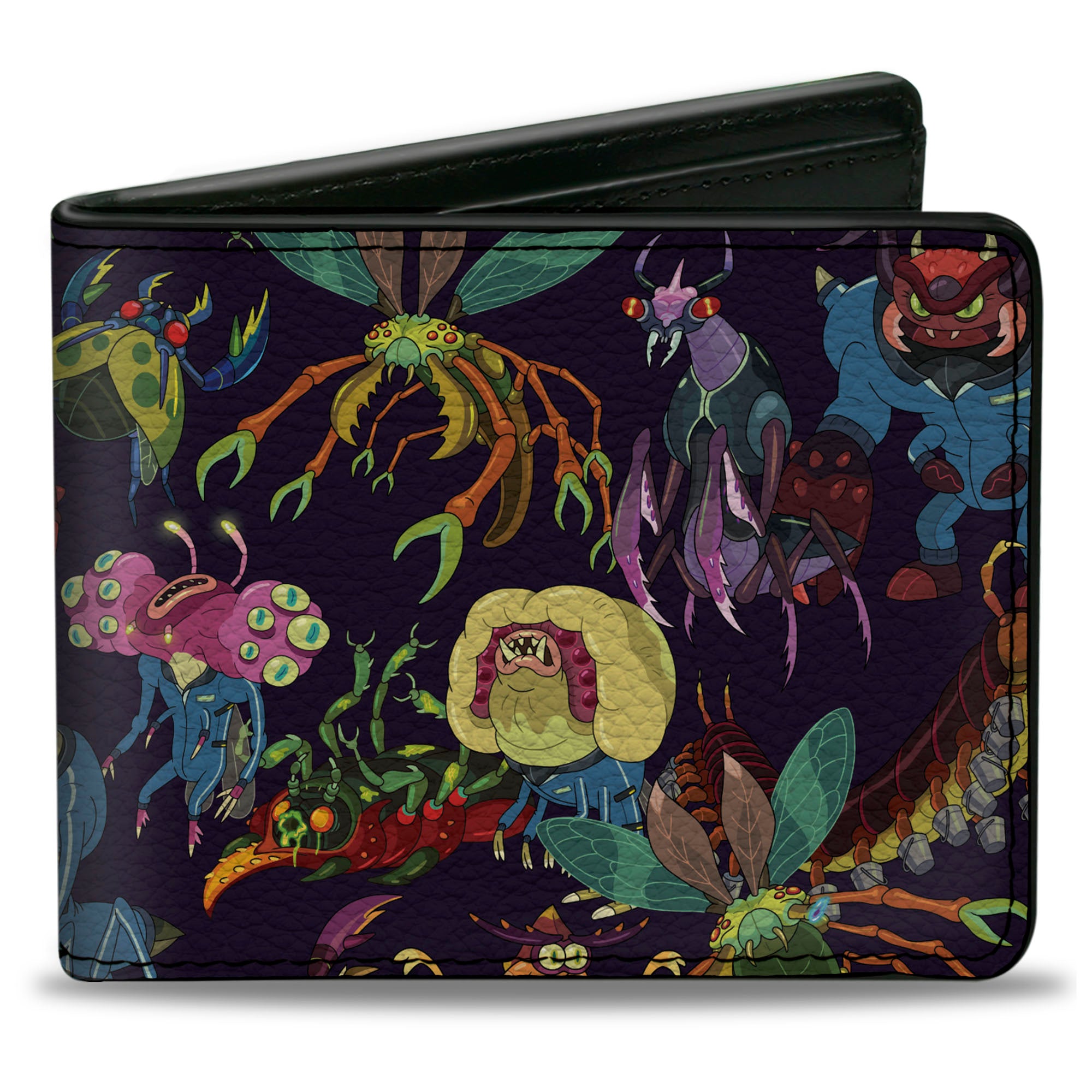 Bi-Fold Wallet - Rick and Morty Creatures Collage Purple Bi-Fold Wallets Rick and Morty