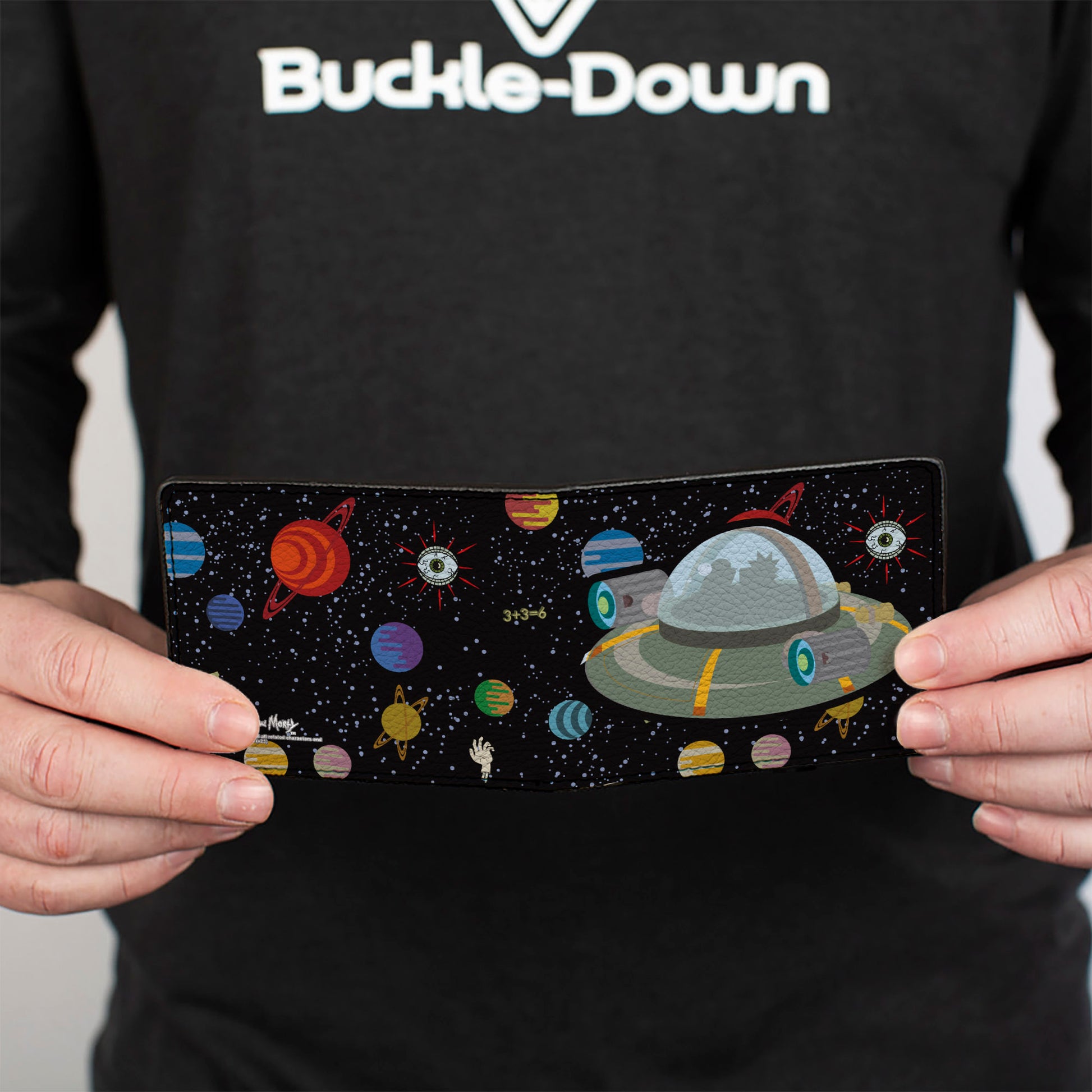 Bi-Fold Wallet - Rick and Morty Spaceship Silhouette Multi Color Bi-Fold Wallets Rick and Morty