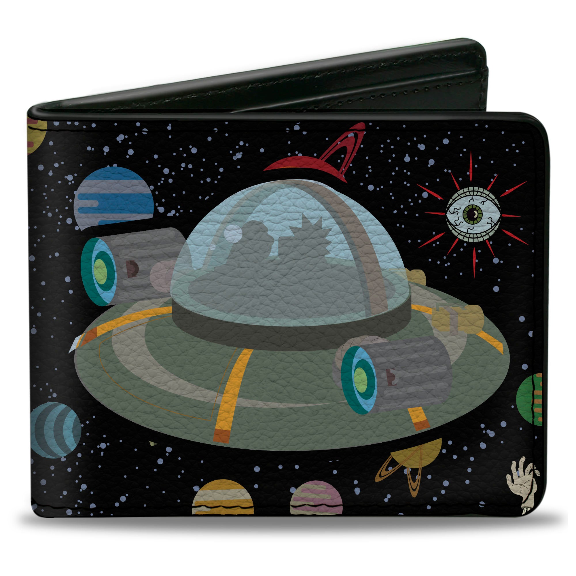 Bi-Fold Wallet - Rick and Morty Spaceship Silhouette Multi Color Bi-Fold Wallets Rick and Morty