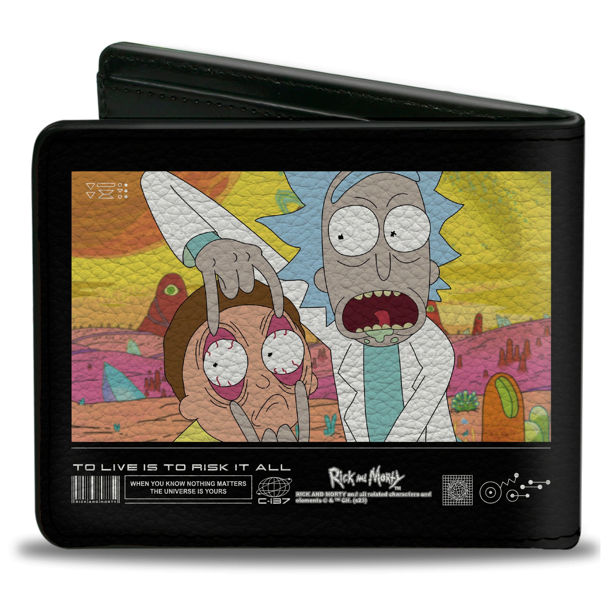 Bi-Fold Wallet - Rick and Morty TO LIVE IS TO RISK IT ALL Pose Multi Color Bi-Fold Wallets Rick and Morty