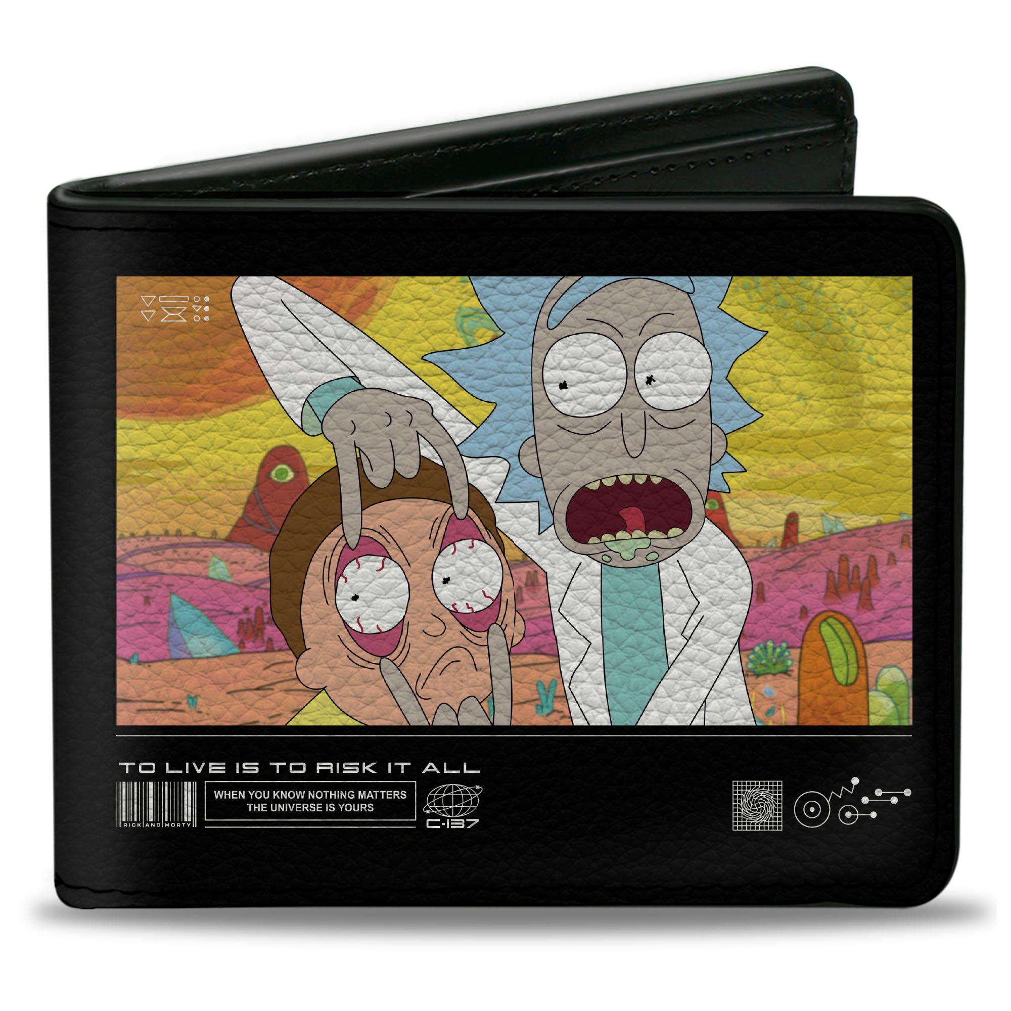 Bi-Fold Wallet - Rick and Morty TO LIVE IS TO RISK IT ALL Pose Multi Color Bi-Fold Wallets Rick and Morty