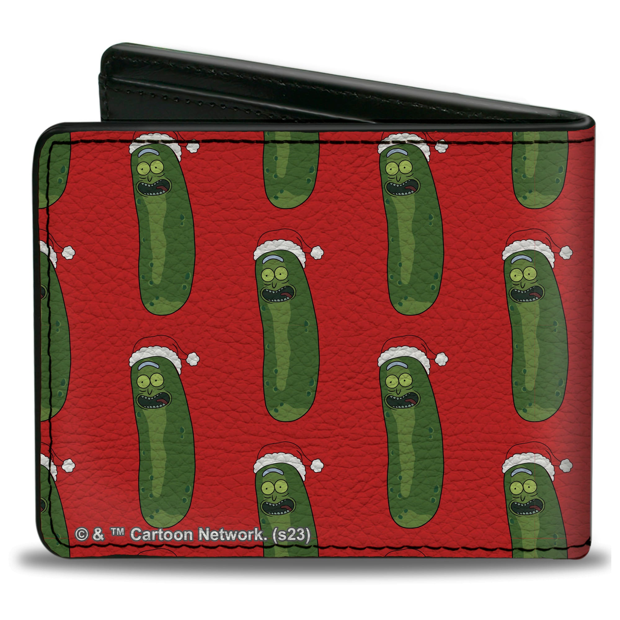Bi-Fold Wallet - Rick and Morty Holiday Pickle Rick Santa Clause Pose Red Bi-Fold Wallets Rick and Morty