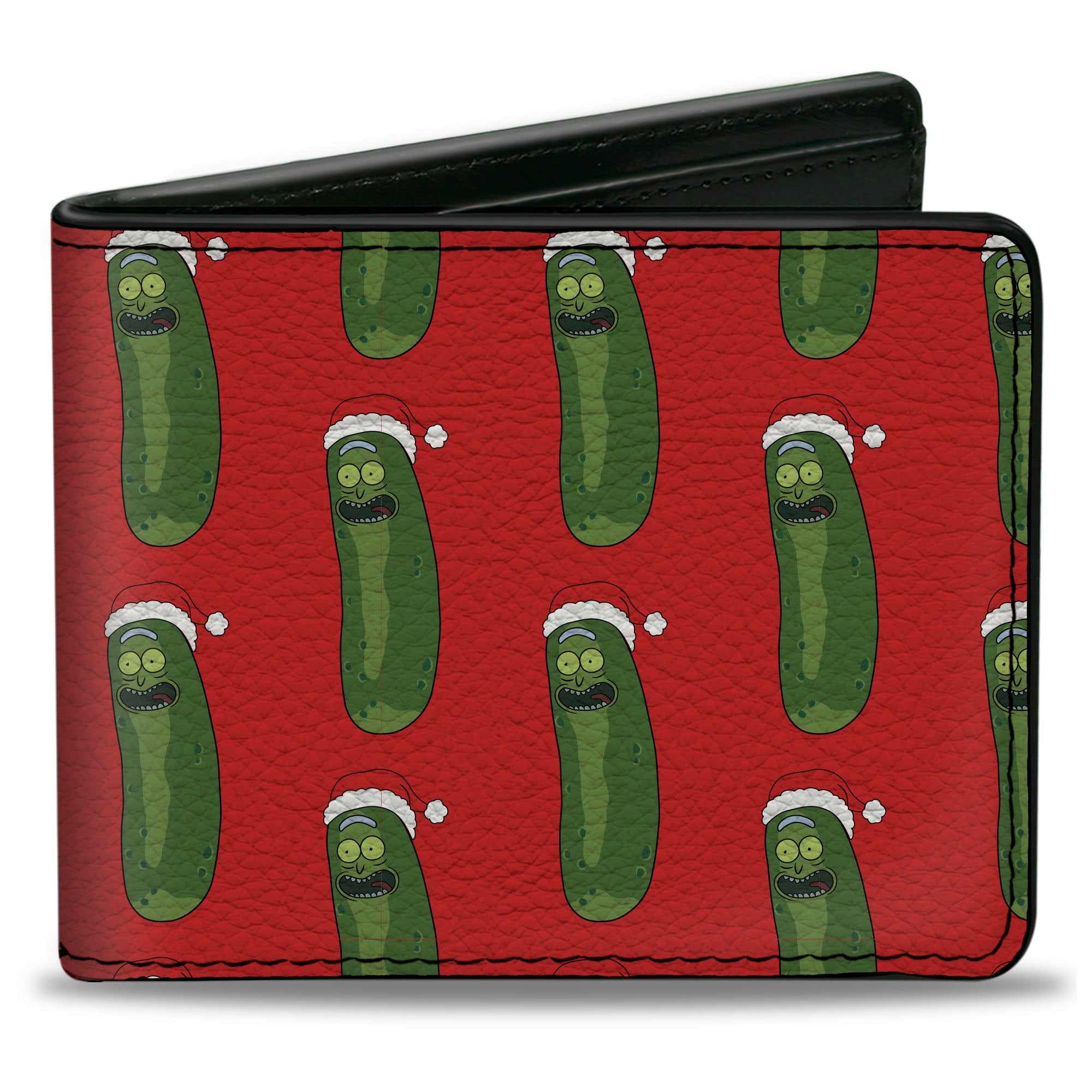 Bi-Fold Wallet - Rick and Morty Holiday Pickle Rick Santa Clause Pose Red Bi-Fold Wallets Rick and Morty