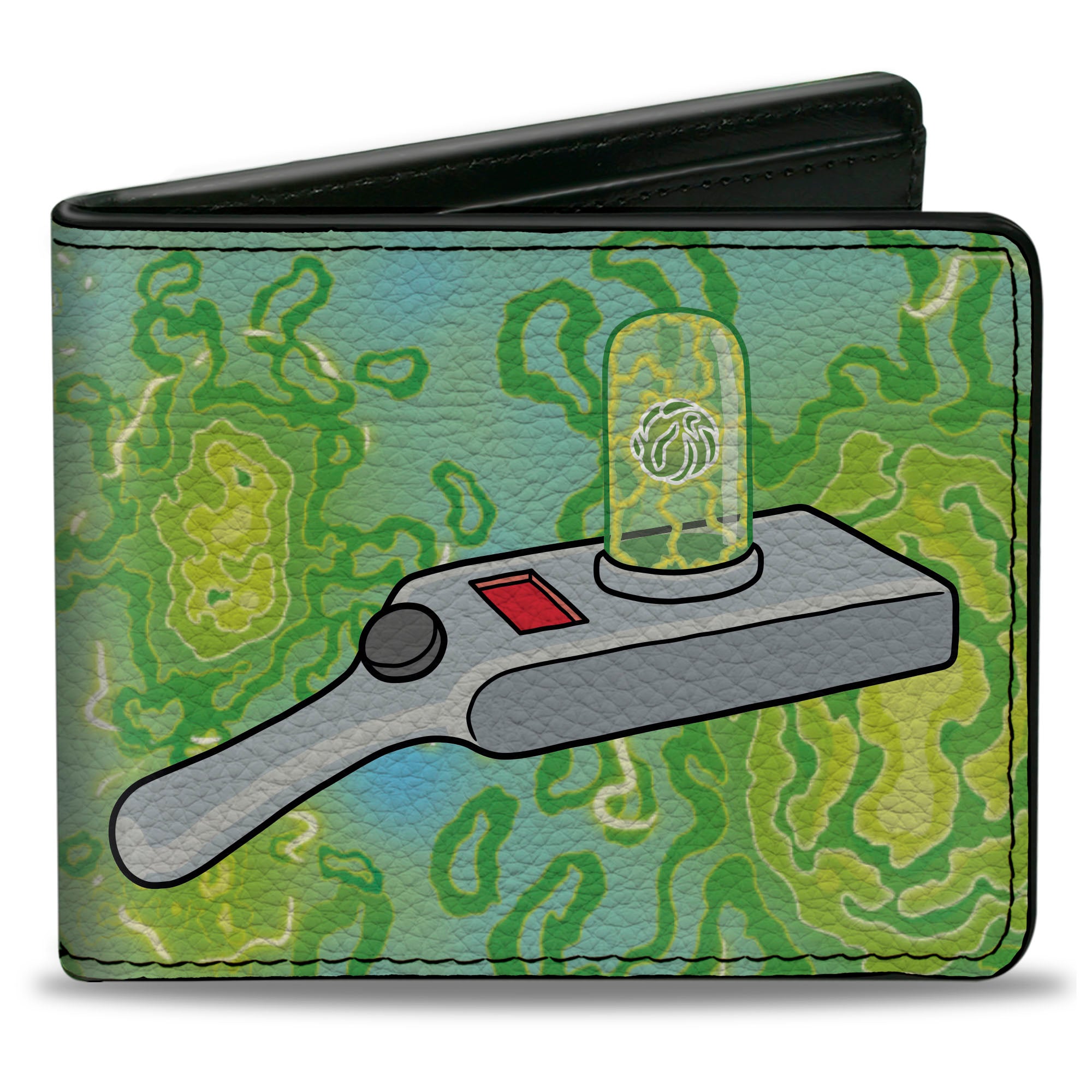 Bi-Fold Wallet - Rick and Morty Portal Gun and Portals Blue/Greens Bi-Fold Wallets Rick and Morty