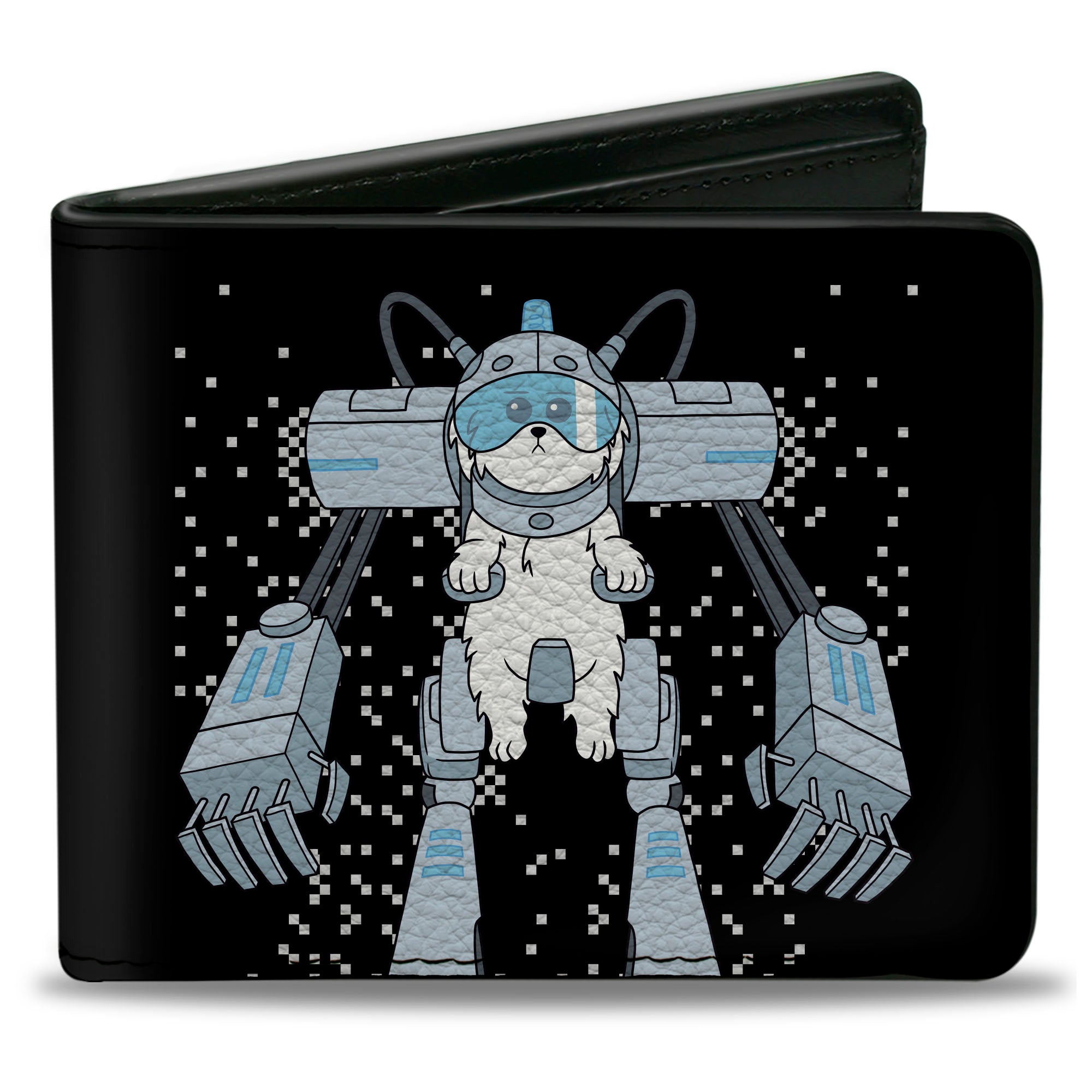 Bi-Fold Wallet - Rick and Morty Snuffles Pose and Quote Black/White/Blues Bi-Fold Wallets Rick and Morty