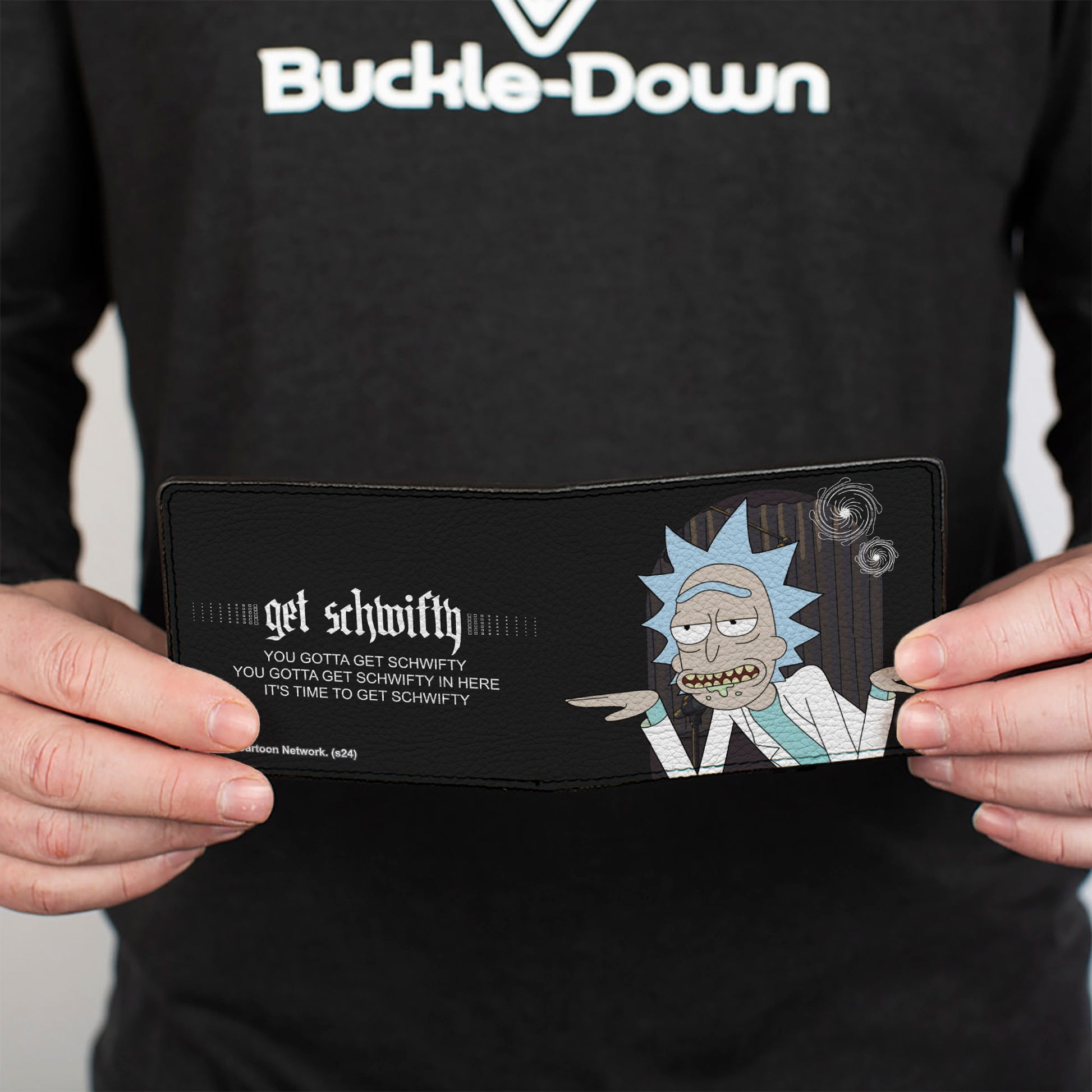 Bi-Fold Wallet - Rick and Morth Rick GET SCHWIFTY Quotes Black/White Bi-Fold Wallets Rick and Morty