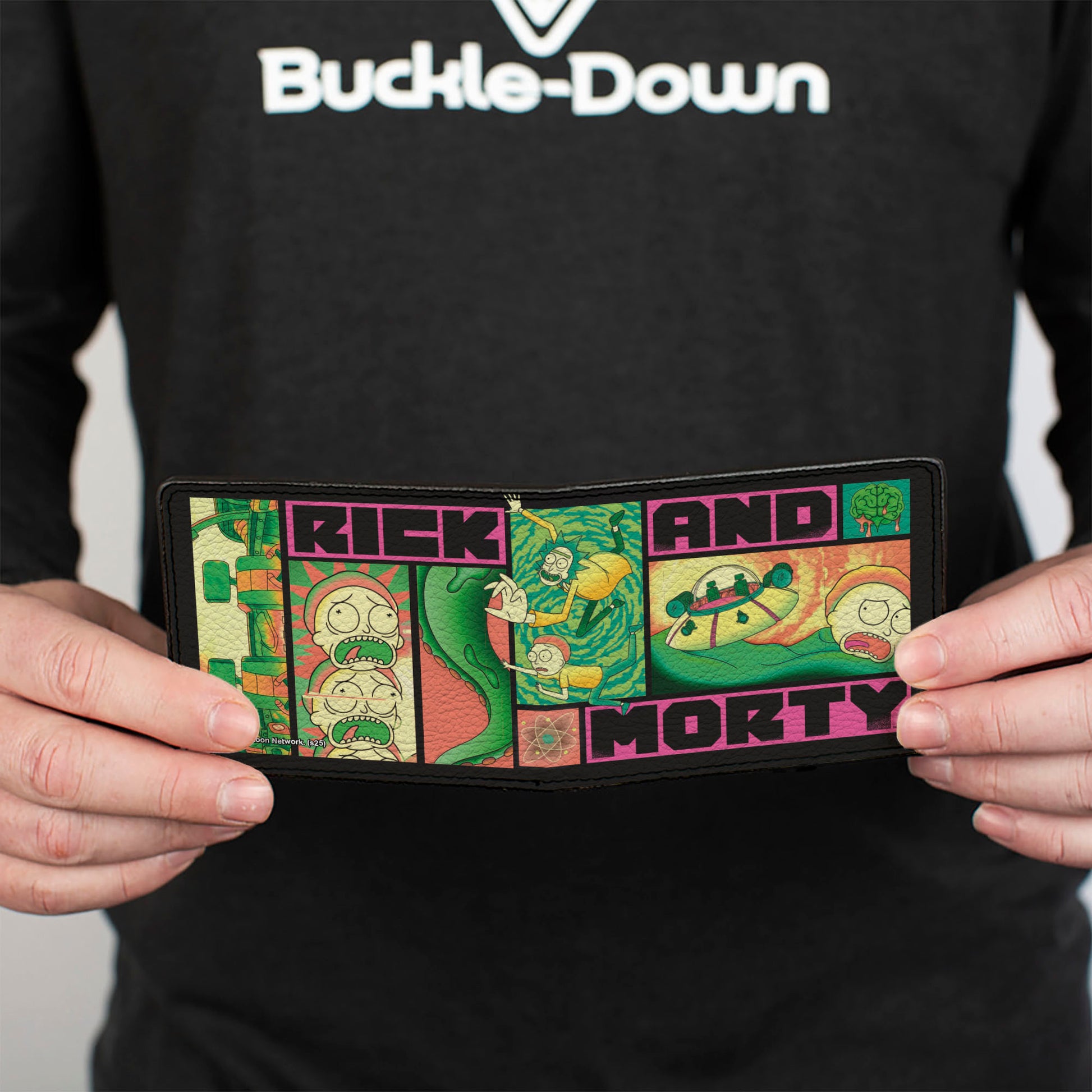 Bi-Fold Wallet - RICK AND MORTY Text Blocks and Scenes Black/Multi Color Bi-Fold Wallets Rick and Morty
