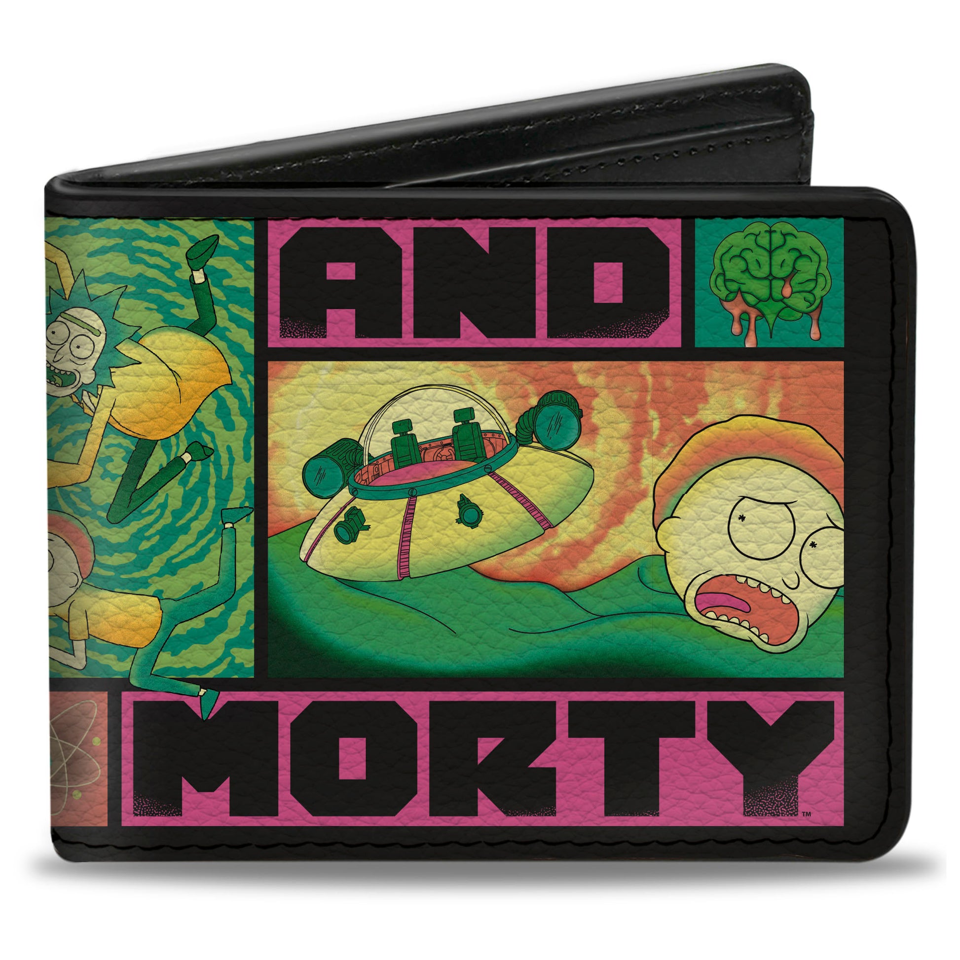 Bi-Fold Wallet - RICK AND MORTY Text Blocks and Scenes Black/Multi Color Bi-Fold Wallets Rick and Morty