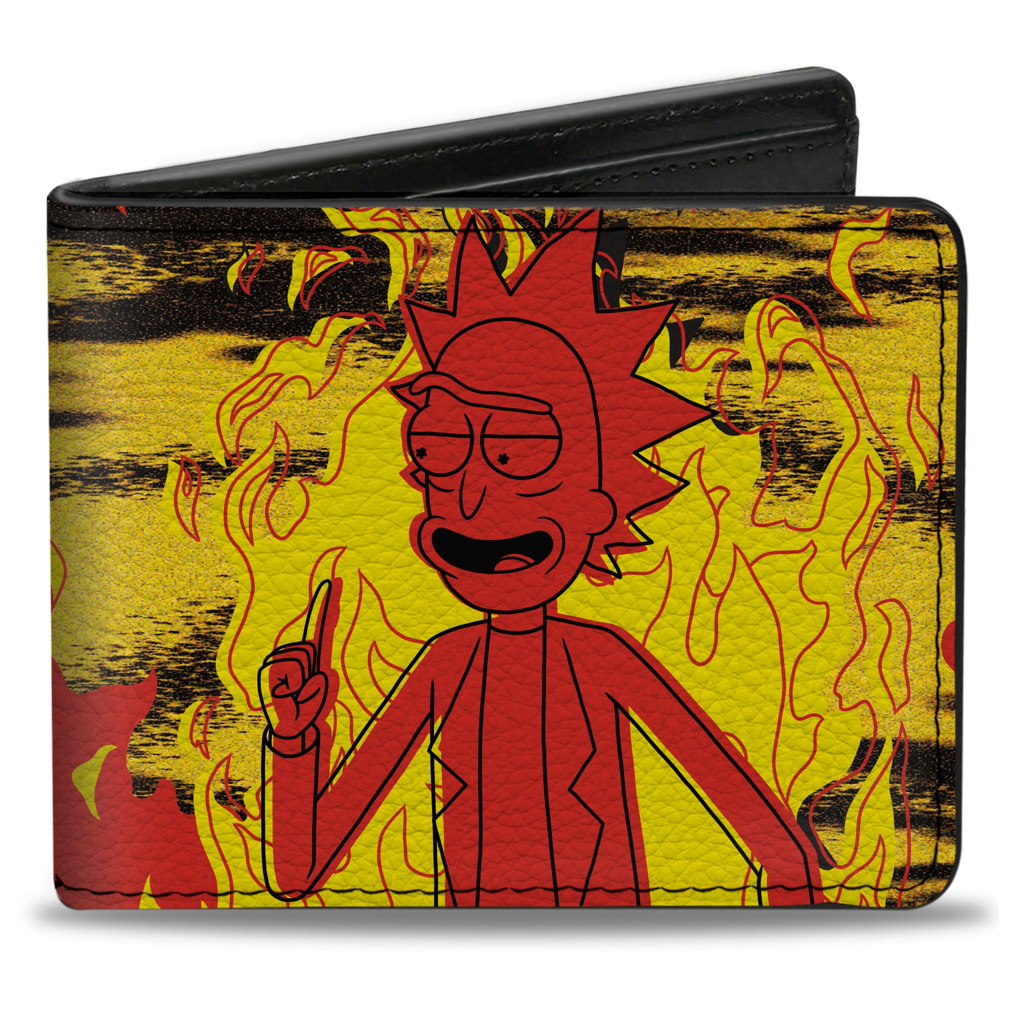 Bi-Fold Wallet - Rick I ALWAYS SLAY QUEEN Flames Pose Yellow/Red Bi-Fold Wallets Rick and Morty