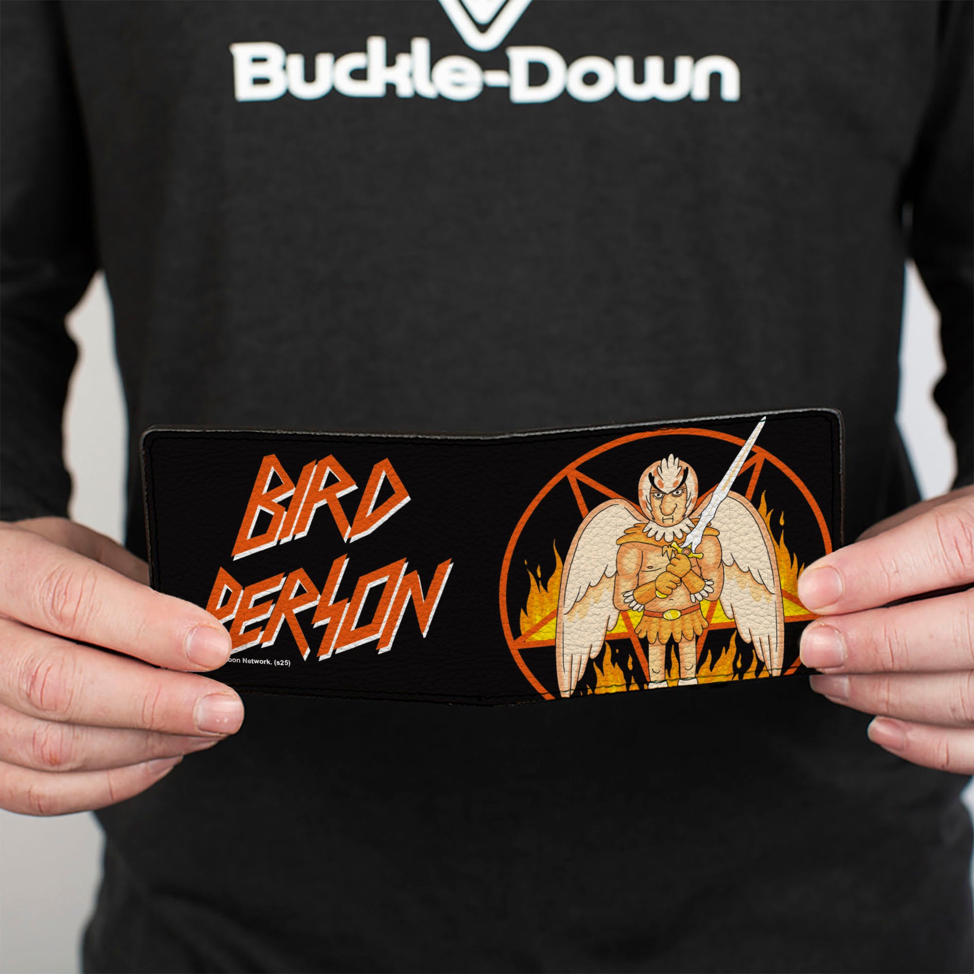 Bi-Fold Wallet - Rick and Morty BIRD PERSON Pentagram Fire Pose Black/Reds Bi-Fold Wallets Rick and Morty