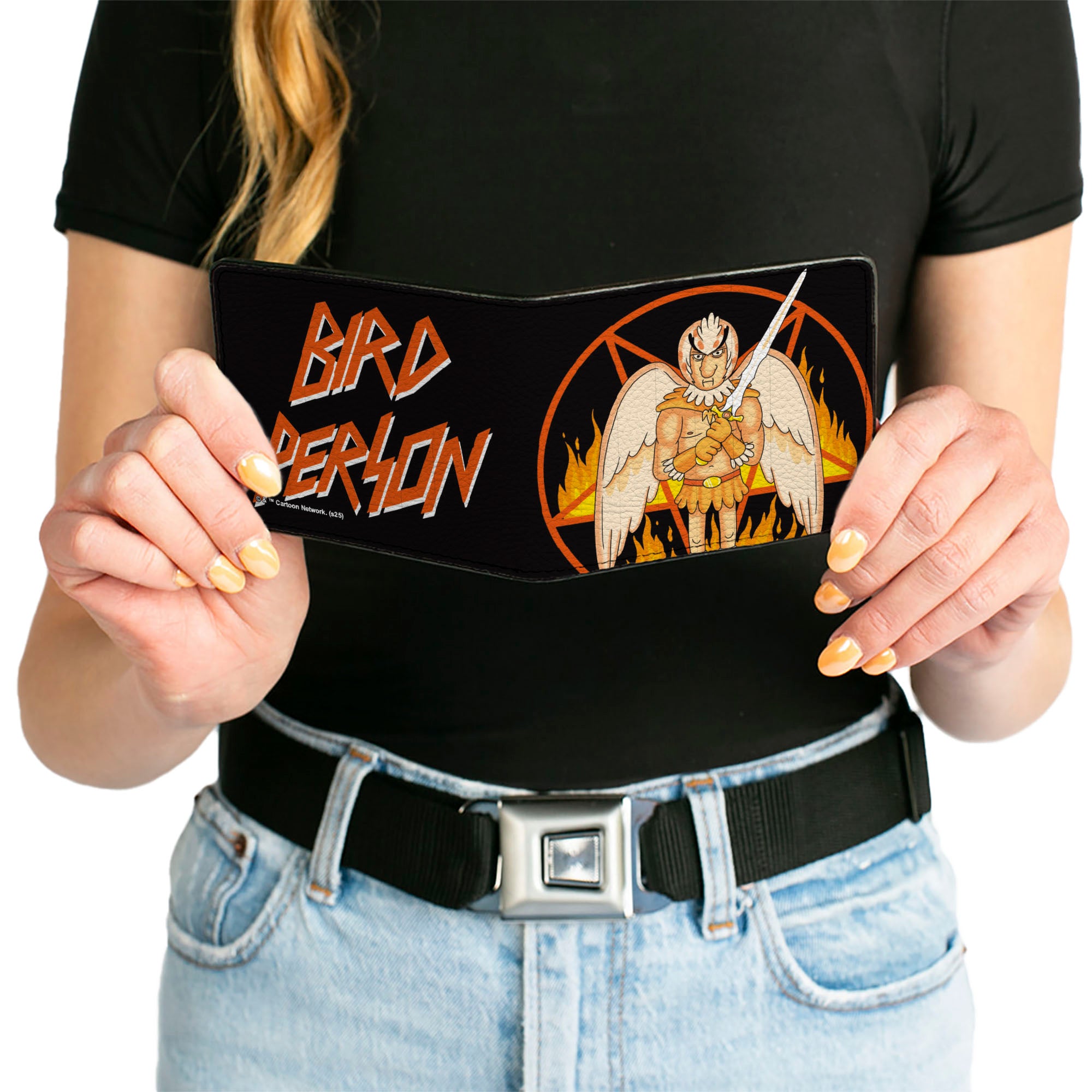 Bi-Fold Wallet - Rick and Morty BIRD PERSON Pentagram Fire Pose Black/Reds Bi-Fold Wallets Rick and Morty