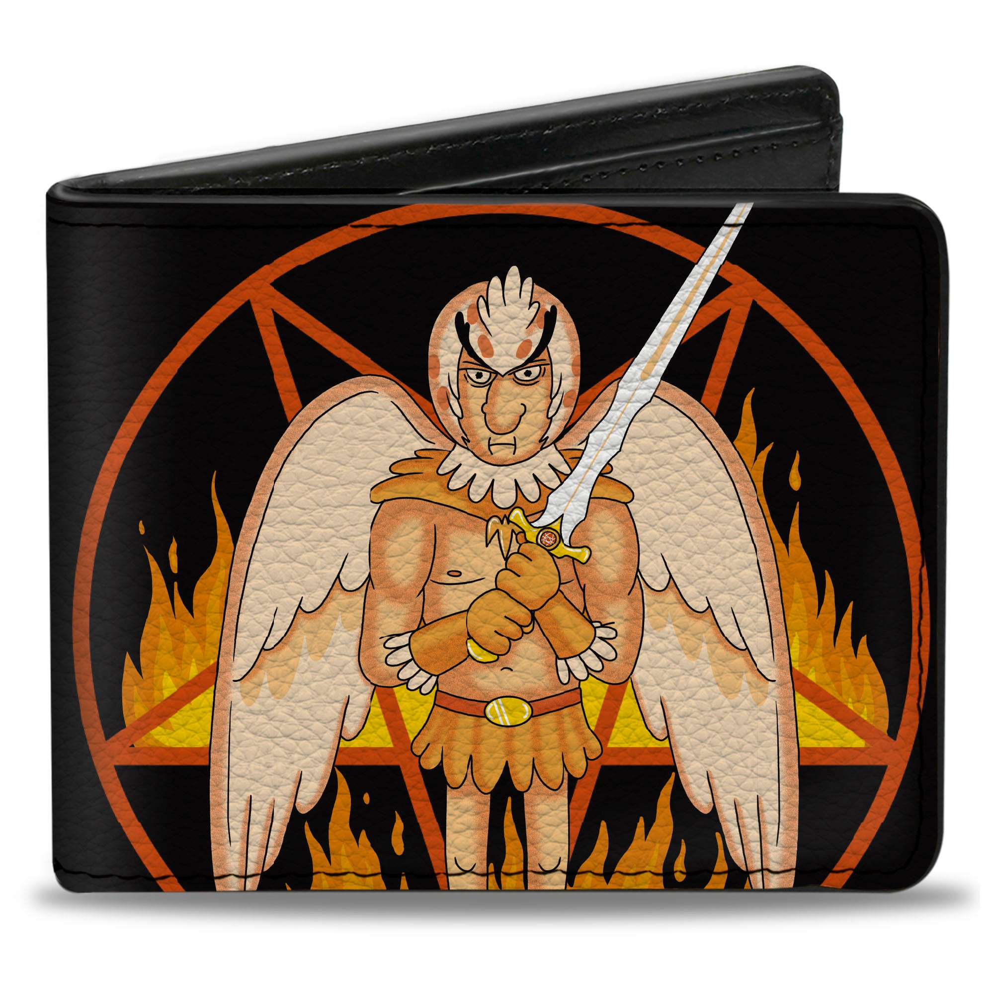 Bi-Fold Wallet - Rick and Morty BIRD PERSON Pentagram Fire Pose Black/Reds Bi-Fold Wallets Rick and Morty
