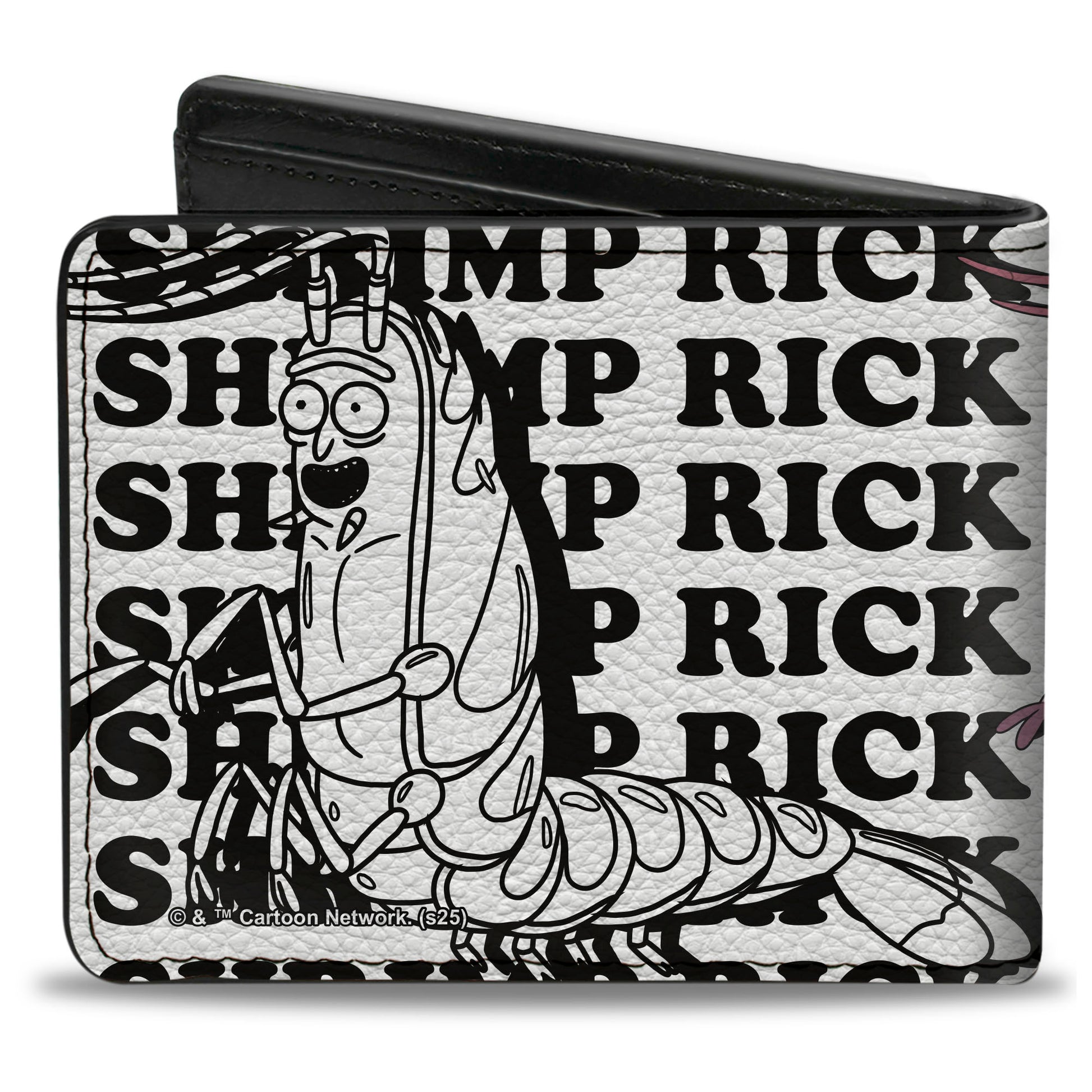 Bi-Fold Wallet - SHRIMP RICK Pose and Text White/Black Bi-Fold Wallets Rick and Morty