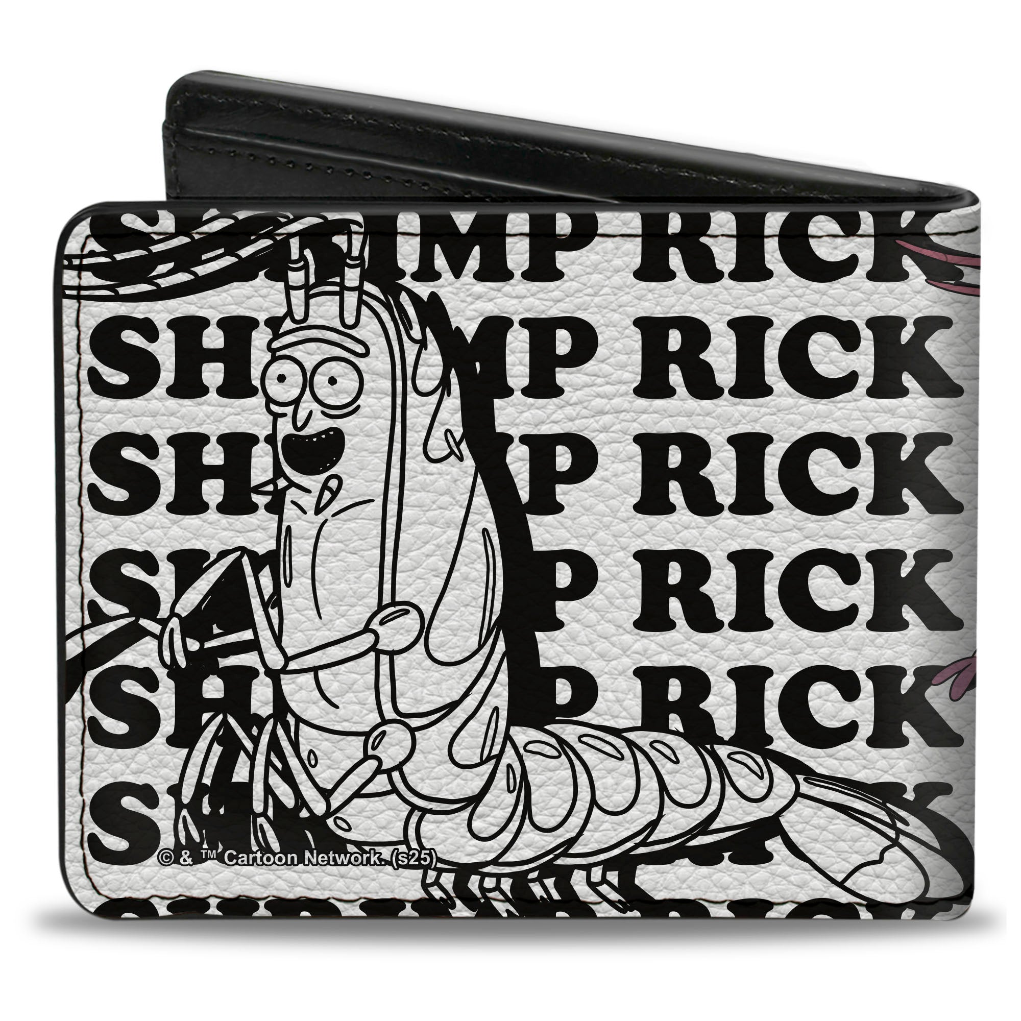 Bi-Fold Wallet - SHRIMP RICK Pose and Text White/Black Bi-Fold Wallets Rick and Morty