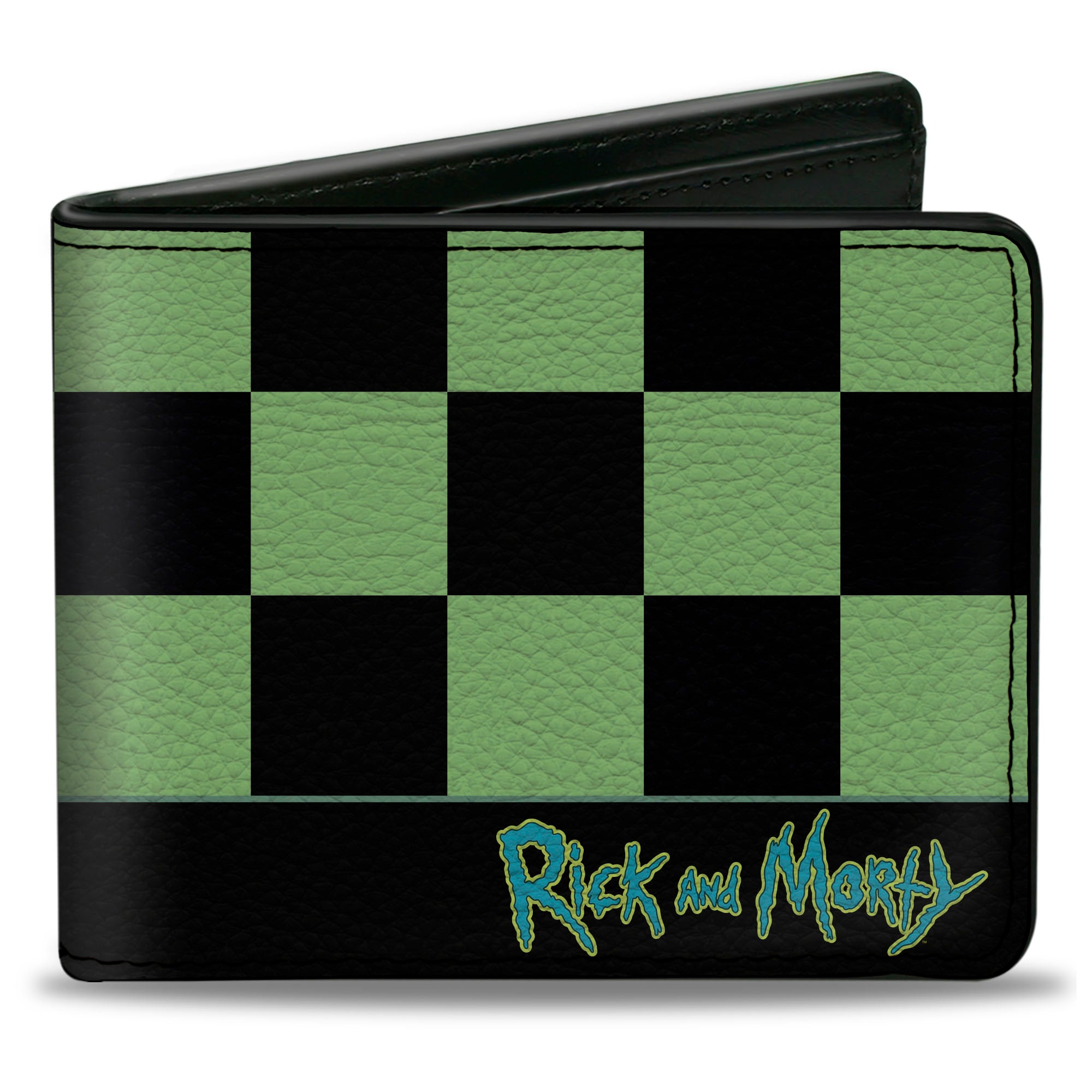 Bi-Fold Wallet - RICK AND MORTY Rick Running Pose Checker Black/Green Bi-Fold Wallets Rick and Morty