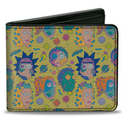 Bi-Fold Wallet - Rick and Morty Smith Family Faces and Cells Collage Yellow Bi-Fold Wallets Rick and Morty