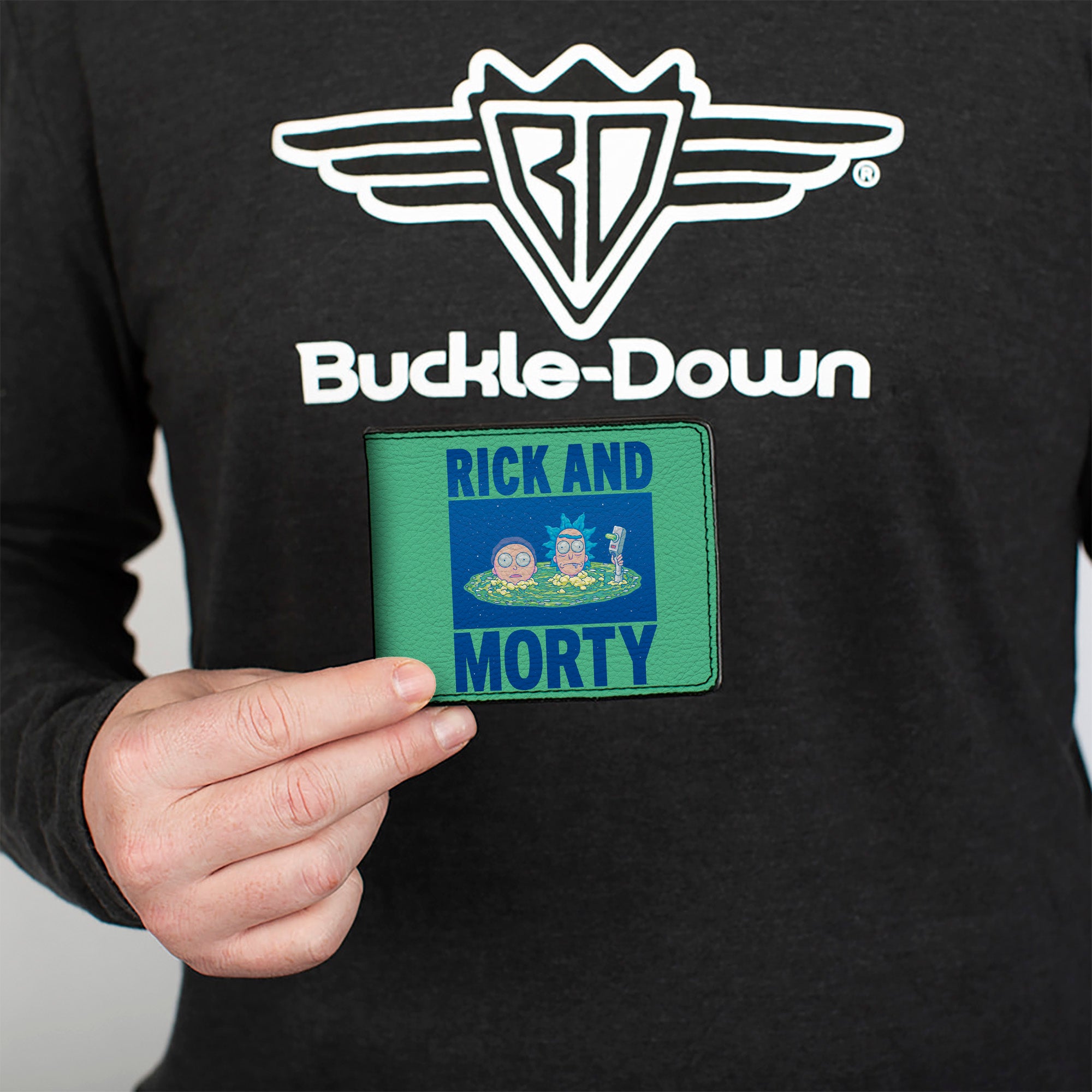Bi-Fold Wallet - RICK AND MORTY Floating Portal Pose Turquoise/Blue Bi-Fold Wallets Rick and Morty