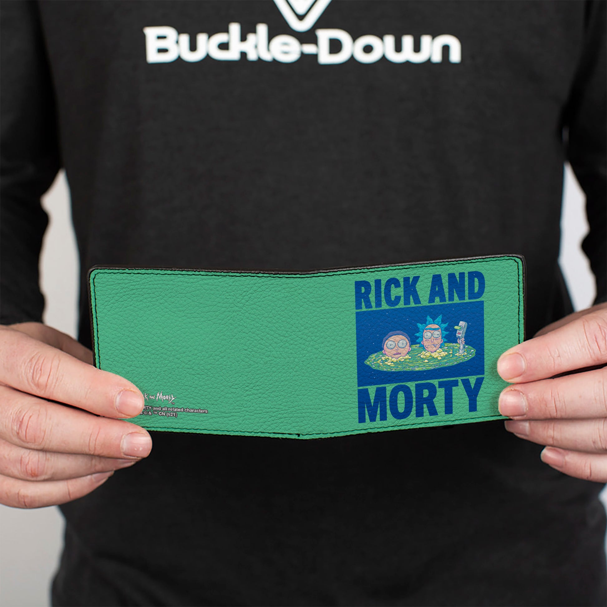 Bi-Fold Wallet - RICK AND MORTY Floating Portal Pose Turquoise/Blue Bi-Fold Wallets Rick and Morty