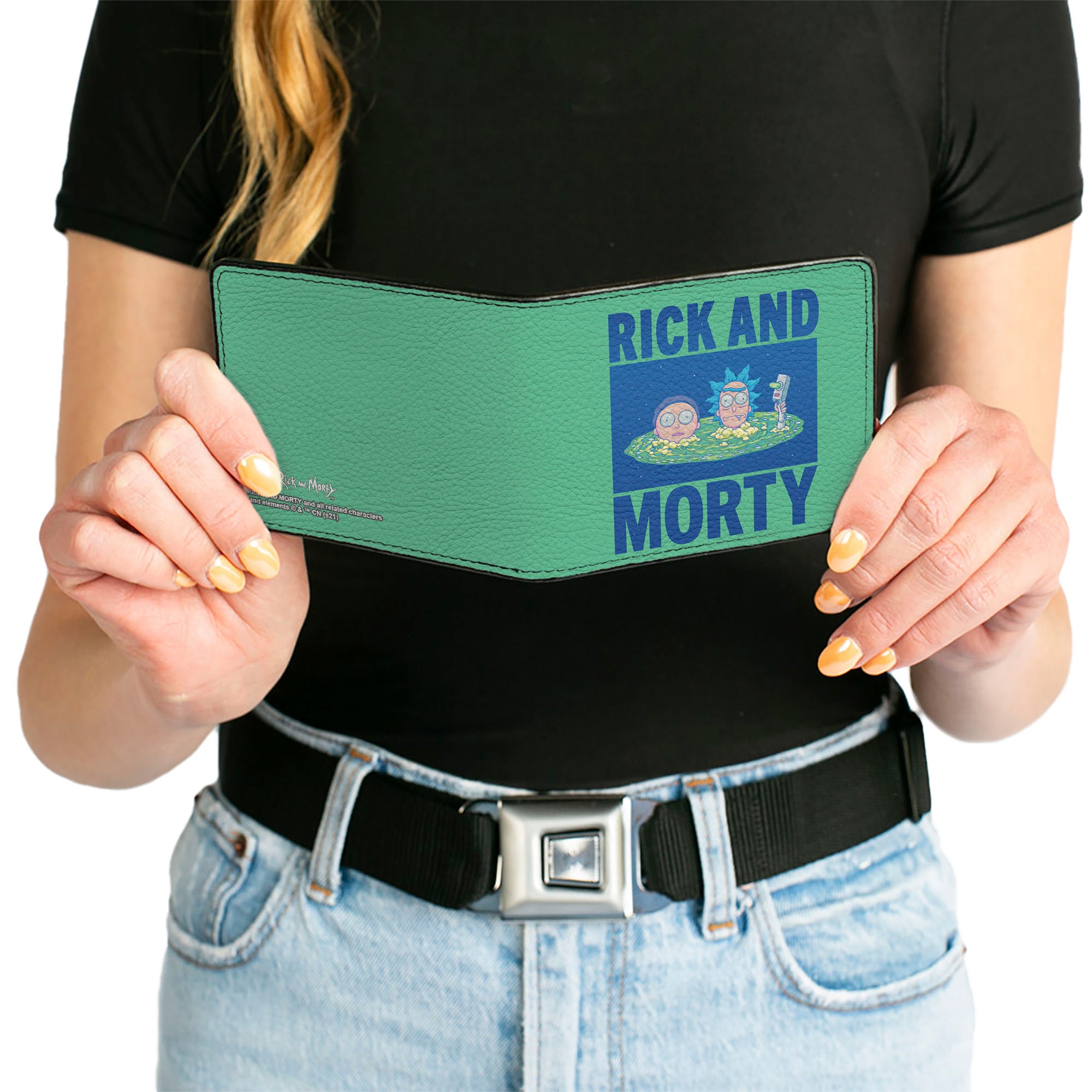 Bi-Fold Wallet - RICK AND MORTY Floating Portal Pose Turquoise/Blue Bi-Fold Wallets Rick and Morty