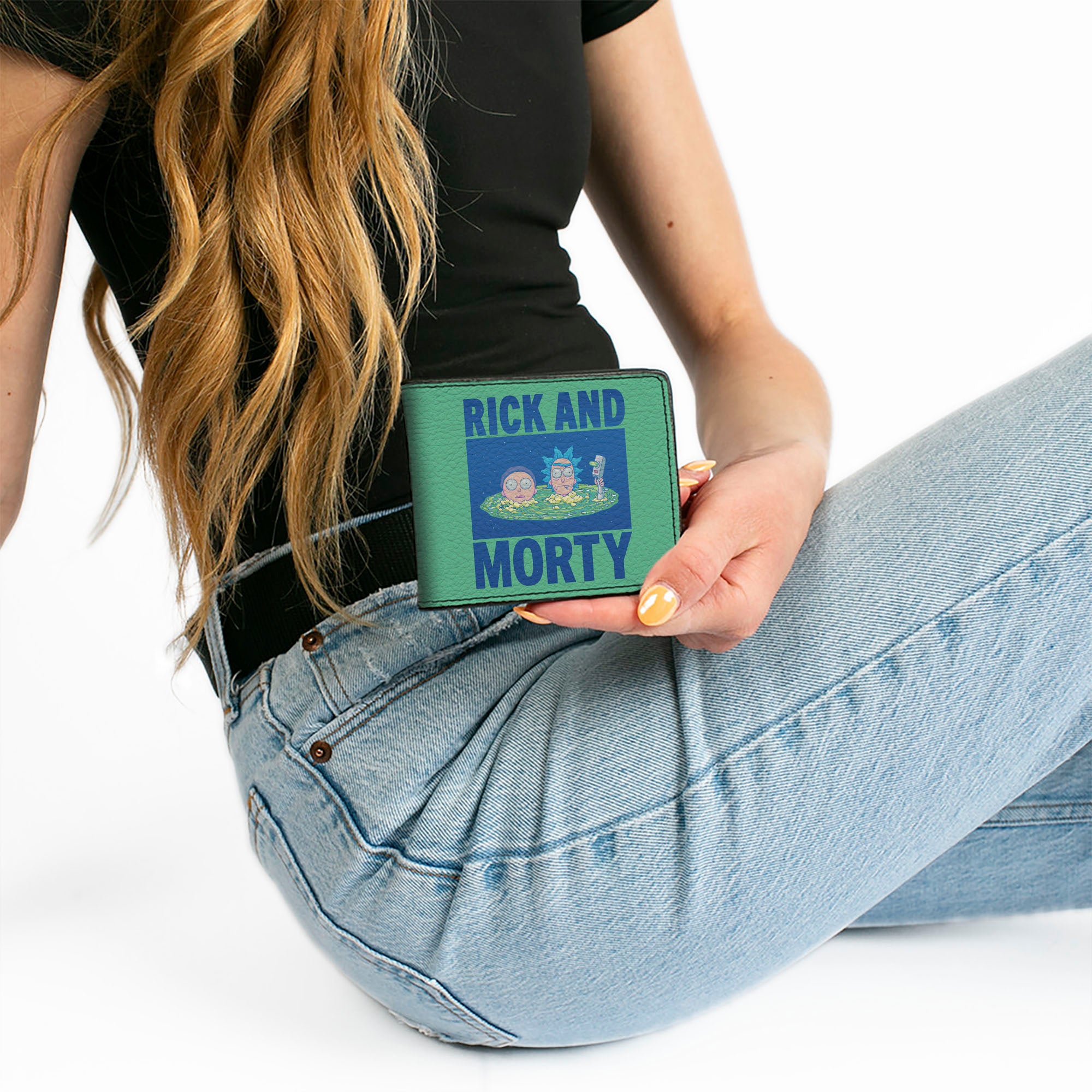 Bi-Fold Wallet - RICK AND MORTY Floating Portal Pose Turquoise/Blue Bi-Fold Wallets Rick and Morty