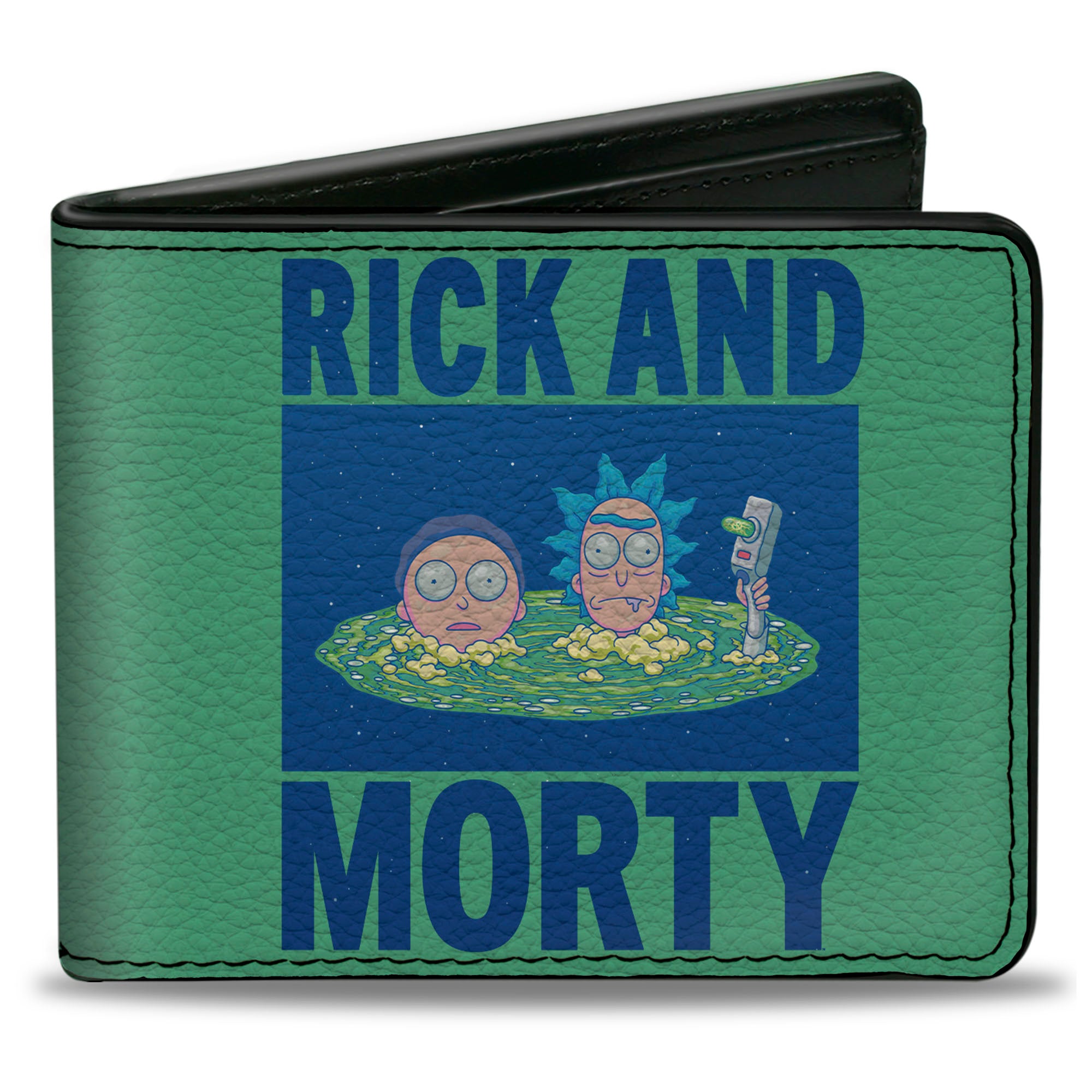 Bi-Fold Wallet - RICK AND MORTY Floating Portal Pose Turquoise/Blue Bi-Fold Wallets Rick and Morty