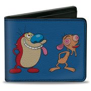 Bi-Fold Wallet - Ren and Stimpy Hands Behind Back Pose Blue Bi-Fold Wallets Ren and Stimpy
