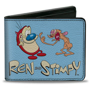 Bi-Fold Wallet - REN AND STIMPY Fighting Scenes and Title Logo Blue Bi-Fold Wallets Ren and Stimpy
