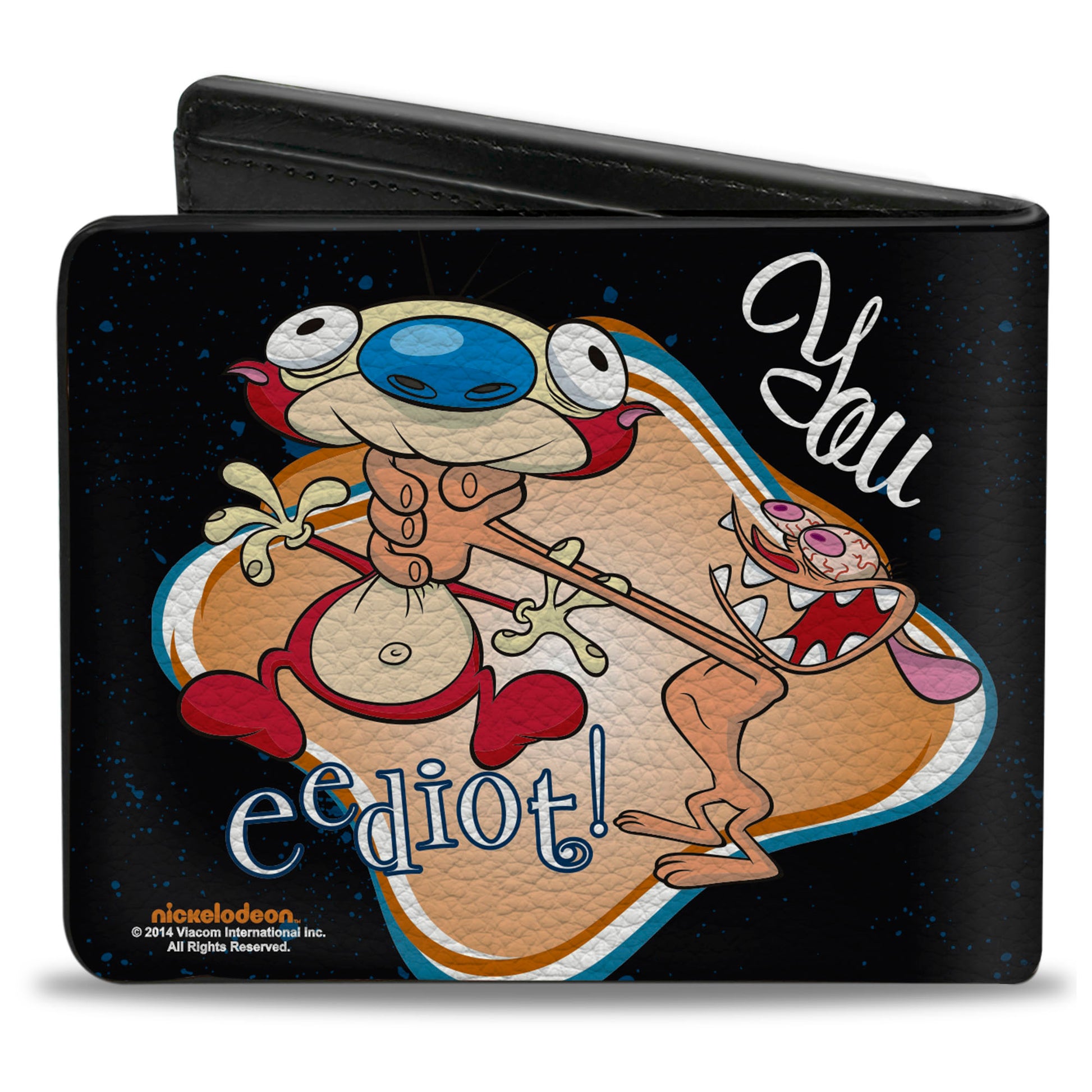 Bi-Fold Wallet - Ren Choking Stimpy YOU EEDIOT! Bi-Fold Wallets Ren and Stimpy